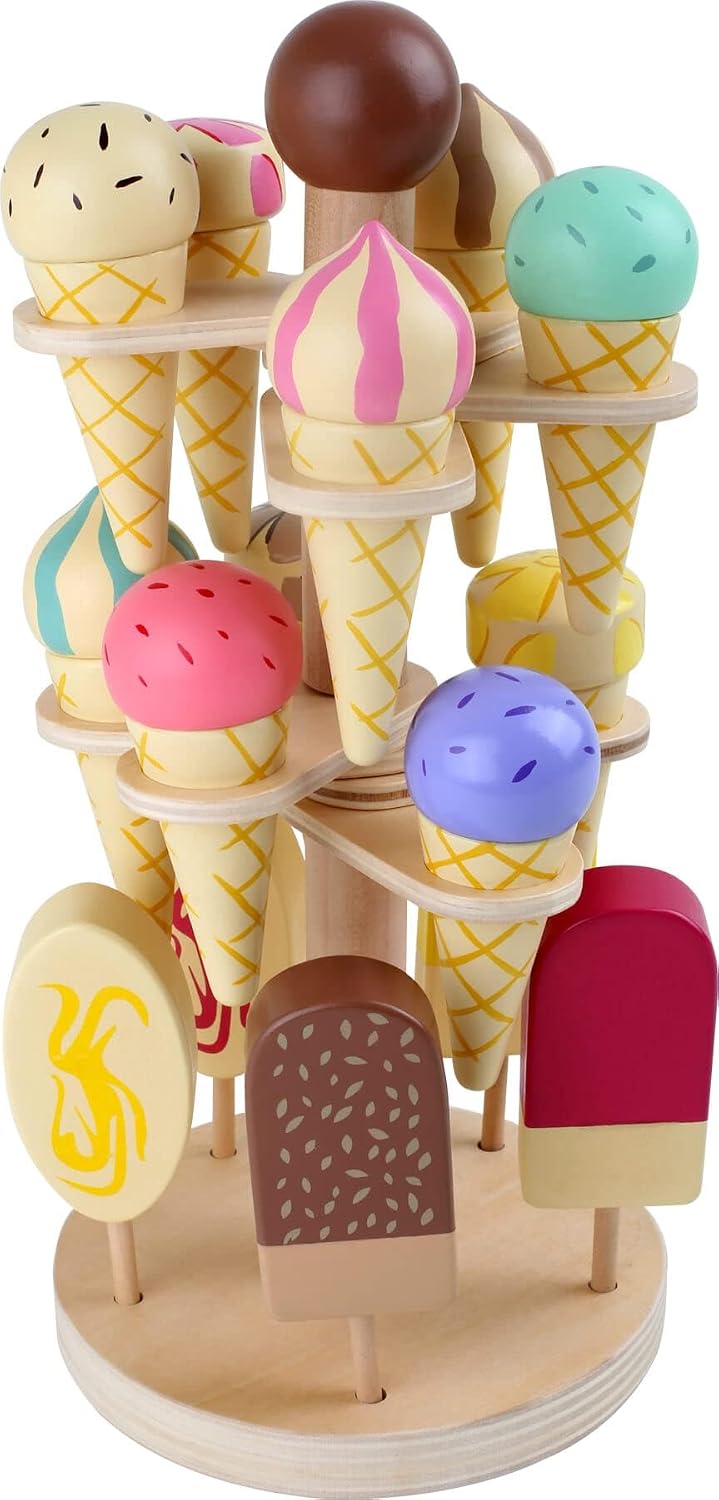 Detalle de small foot 1248 ruchomy drewniany stojak na lody, 15 rodzajów