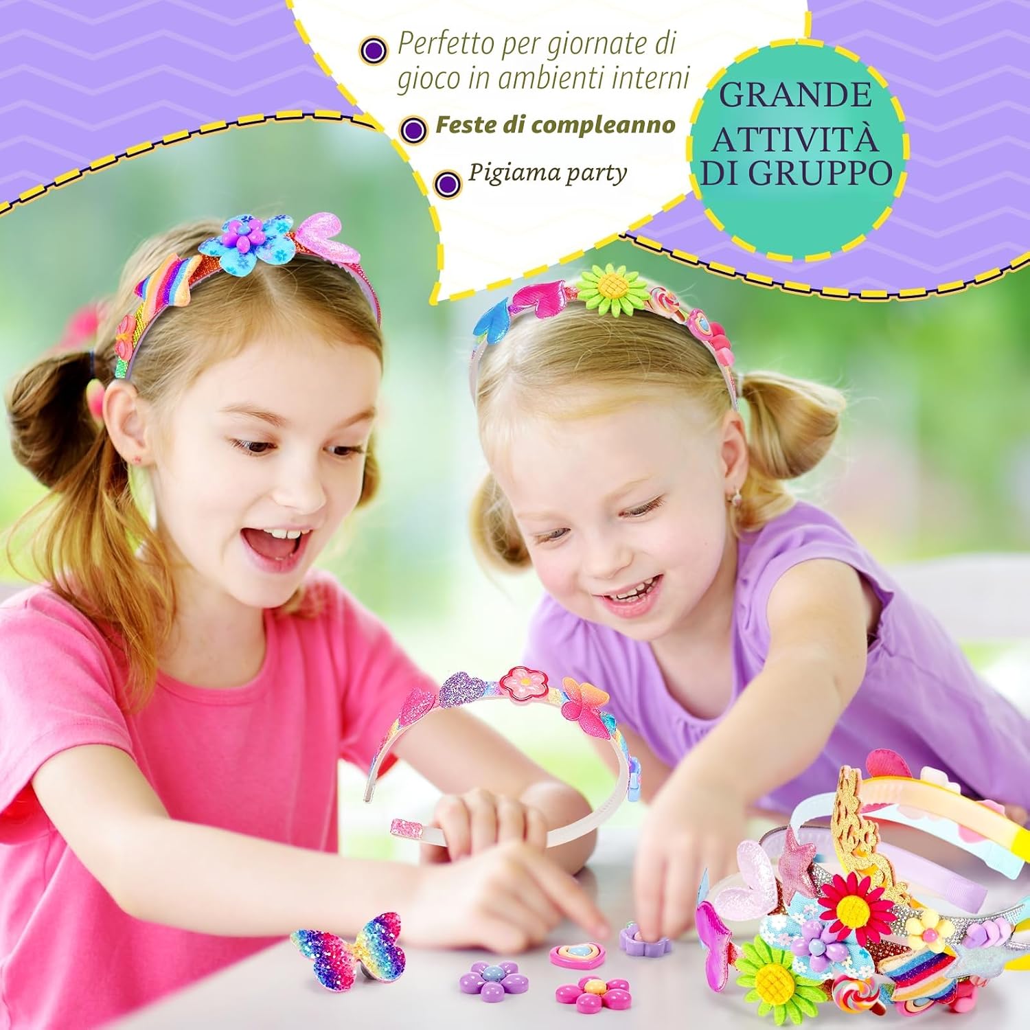 Thumbnail 3 de HappyKidsClub Giochi Bambina 3–10 Anni: Kit cerchietti fai-da-te con 69 pezzi