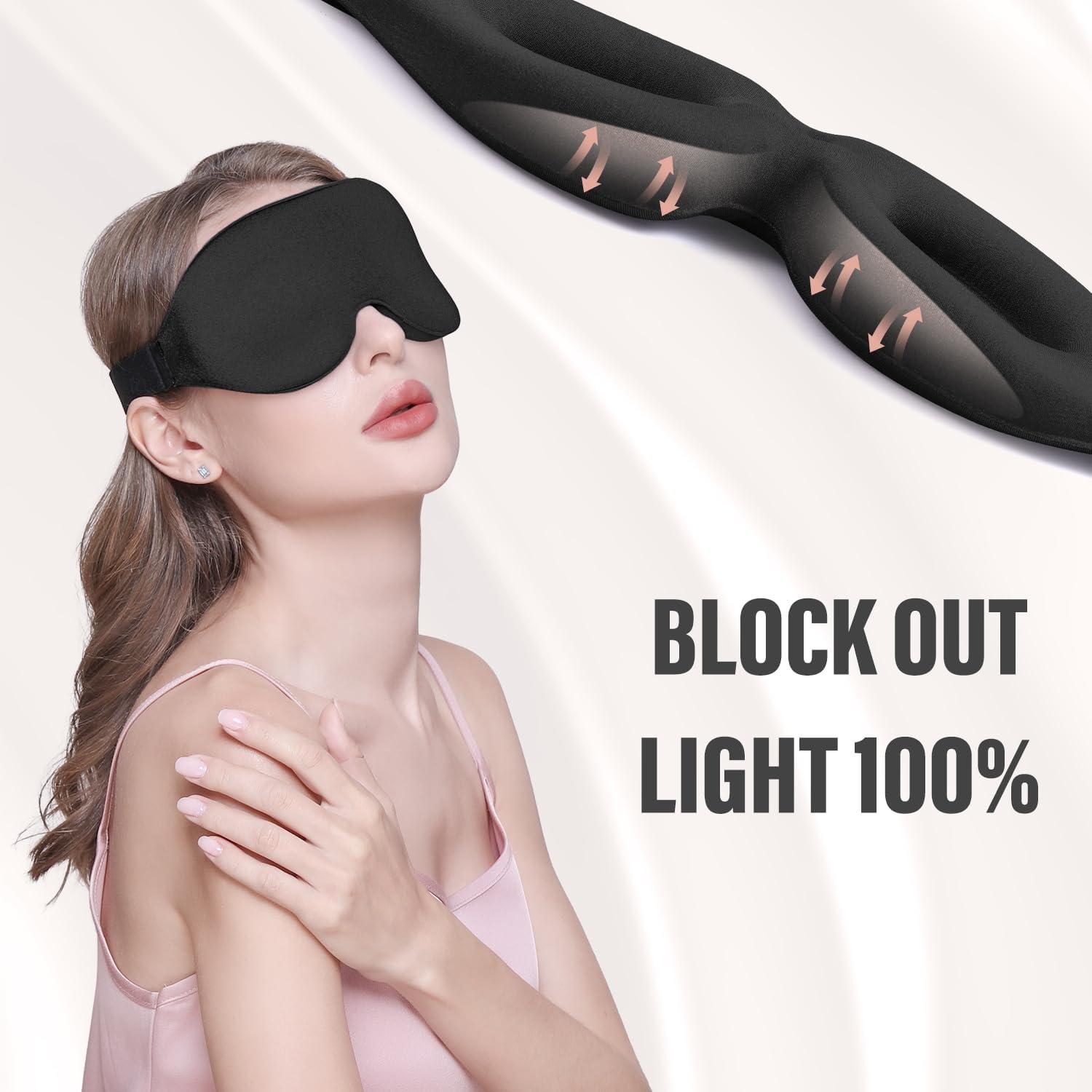Detalle de YIVIEW Sleep Mask for Side Sleeper with Complete Light Blocking and 3D Eye Cups