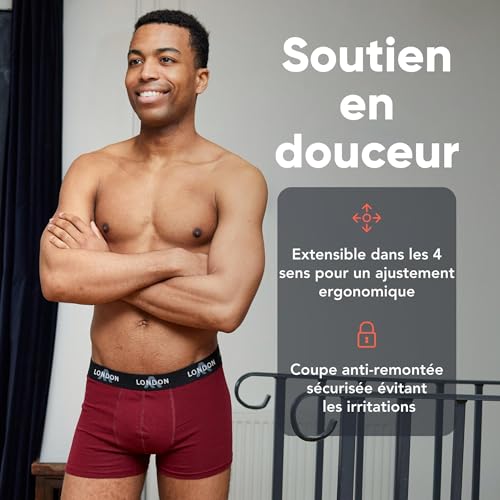 Detalle de Boxers FM London – lot de 4/8 pour hommes avec ceinture élastique, douceur et confort au quotidien