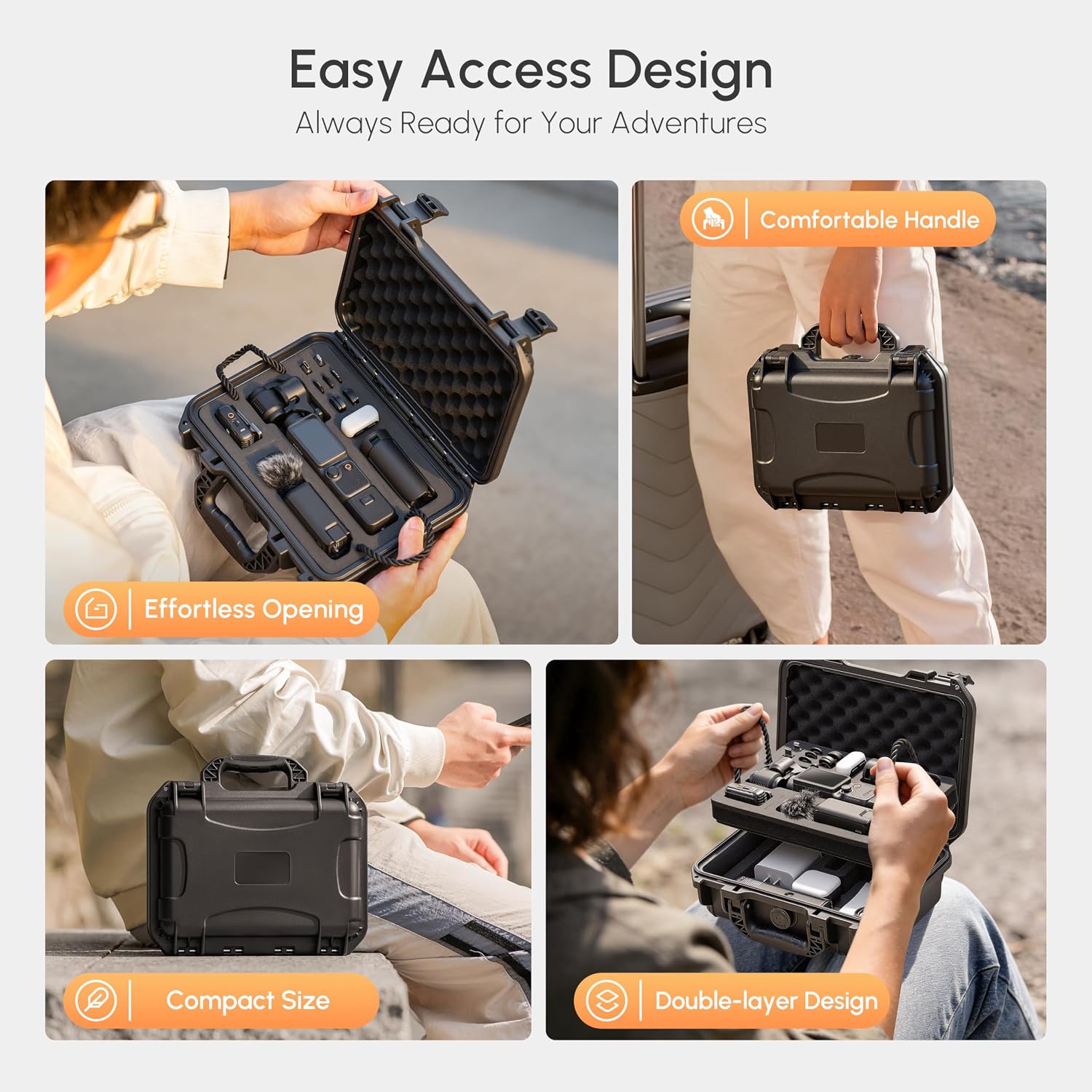 Detalle de Waterproof Hard Case for DJI Osmo Pocket 4 Creator Combo – Shockproof, 1:1 Fit