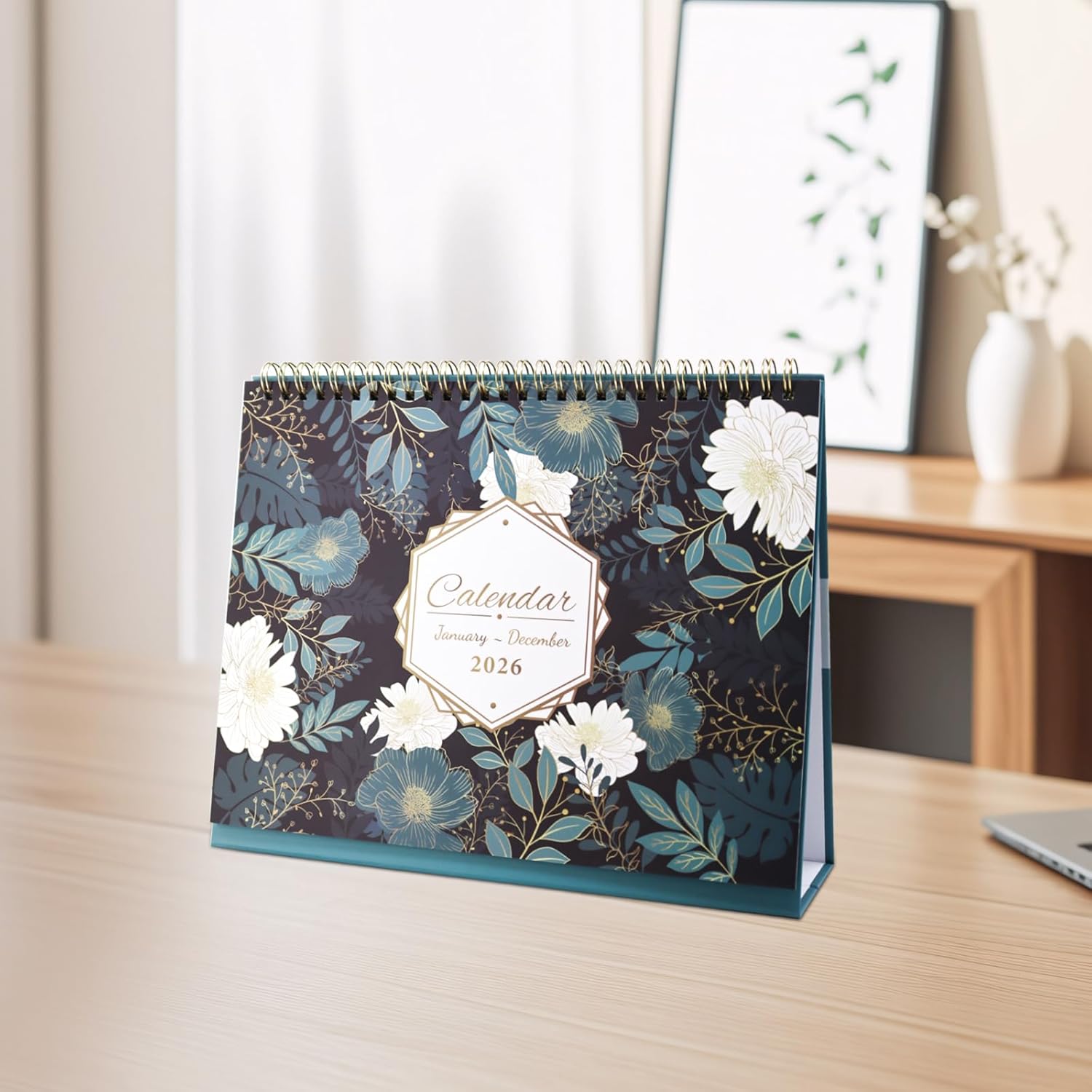 Thumbnail 6 de Andiker 2026 Desk Calendar (Jan–Dec 2026) with Thick Paper & Twin-wire Binding, Dark Blue