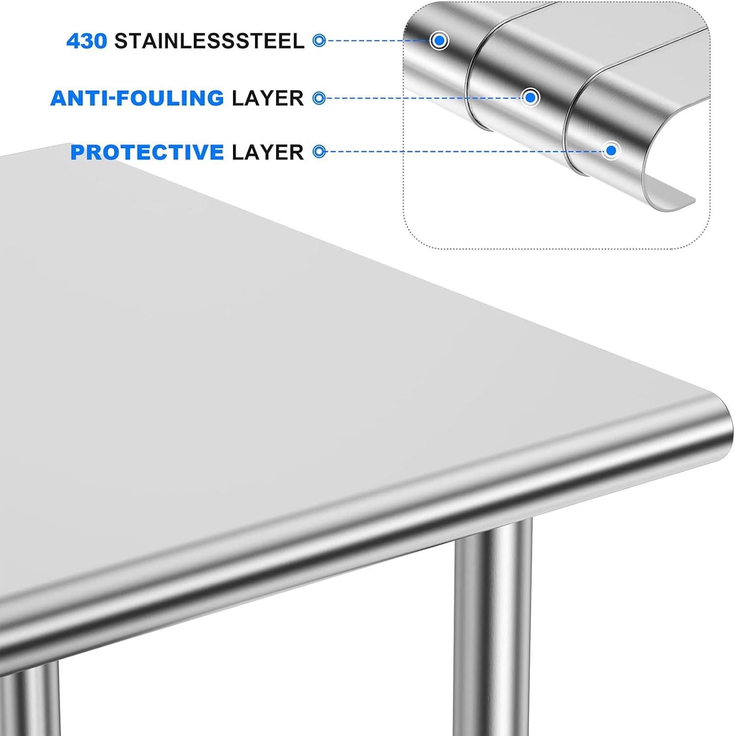 Thumbnail 3 de Atronor AT301 Stainless Steel Prep Table, 30 x 48-Inch with Adjustable Undershelf