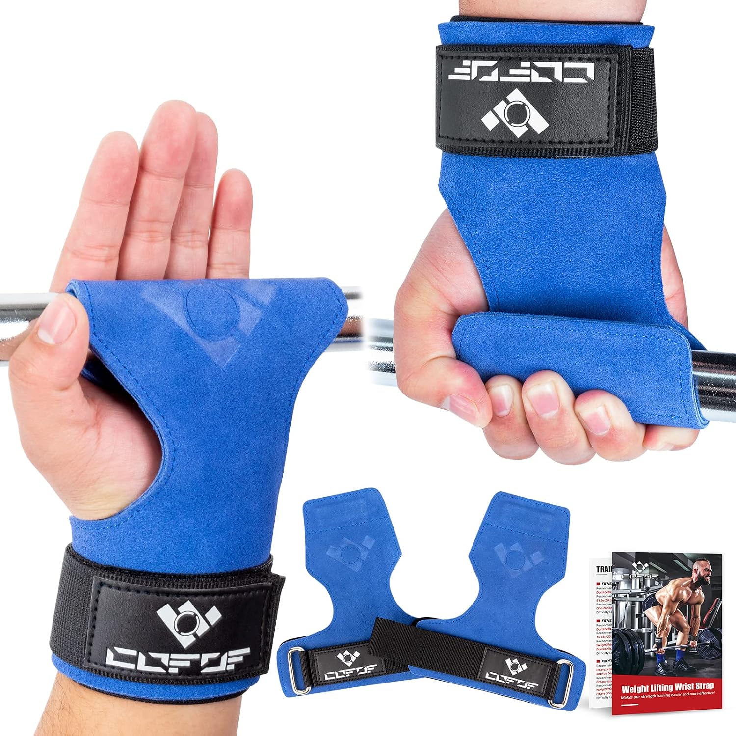 Detalle de COFOF Double-Layer Leather Weightlifting Straps with Adjustable Neoprene Padding