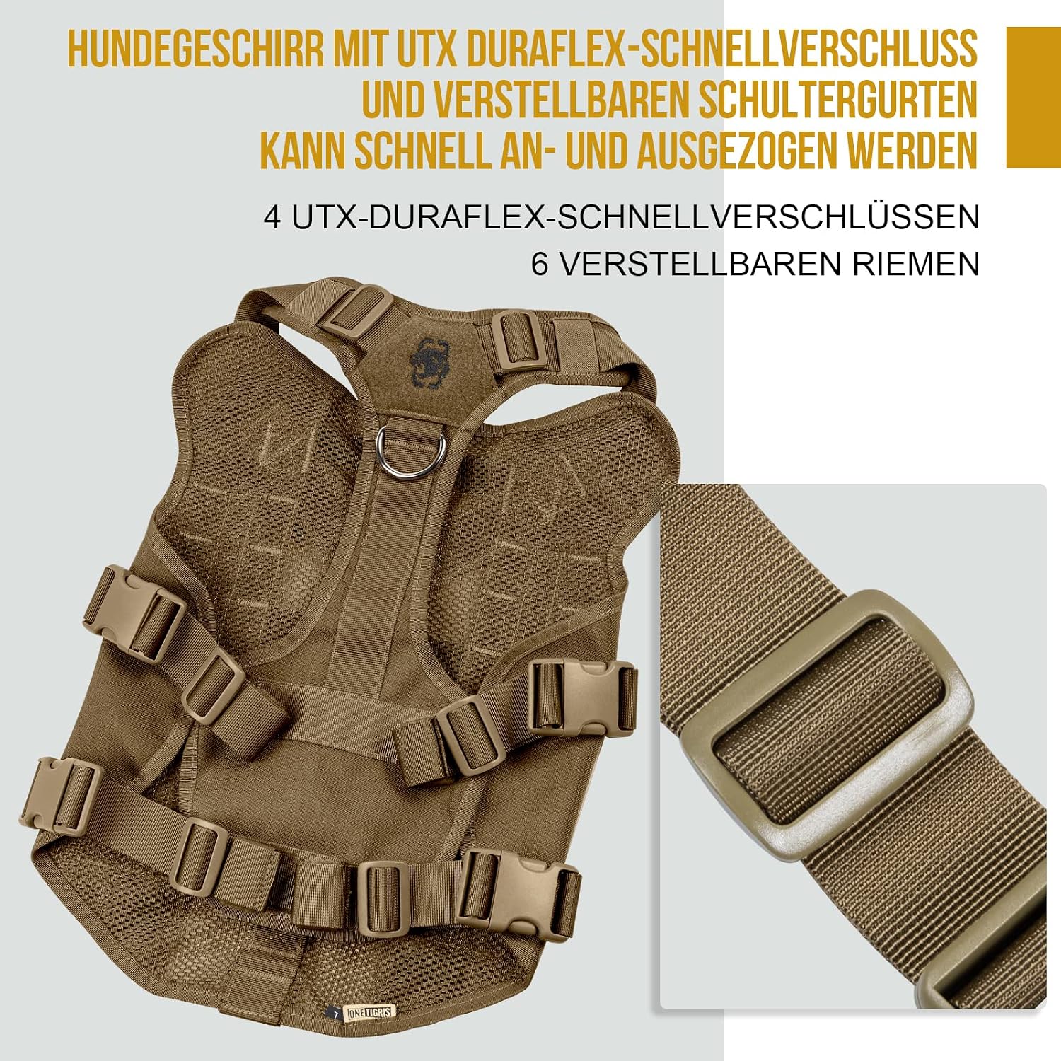 Detalle 1 de OneTigris AIRE Mesh Hundegeschirr L, No Pull