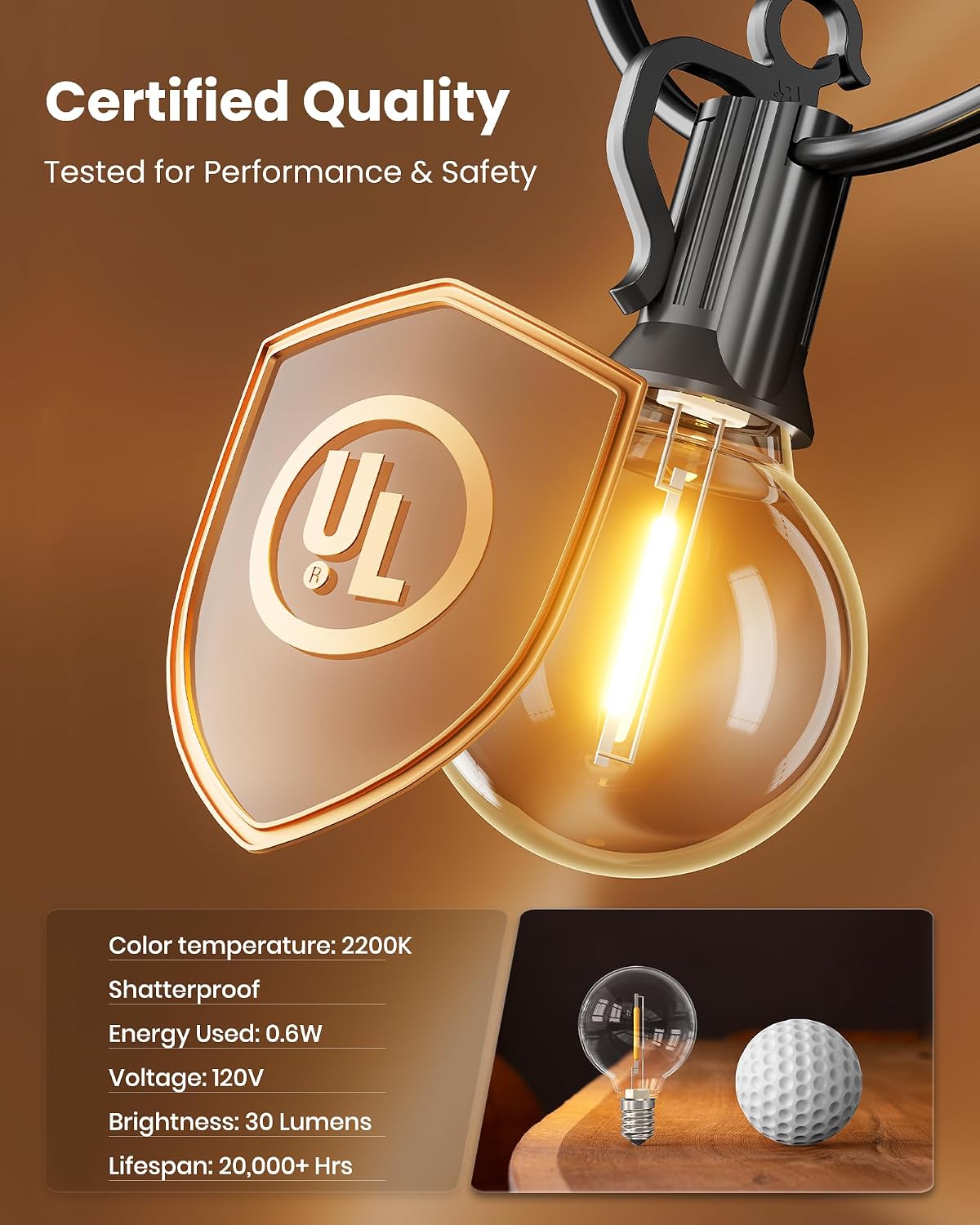 Thumbnail 4 de Brightown GYPC-O25LAC G40 Outdoor String Lights, Warm White, Dimmable