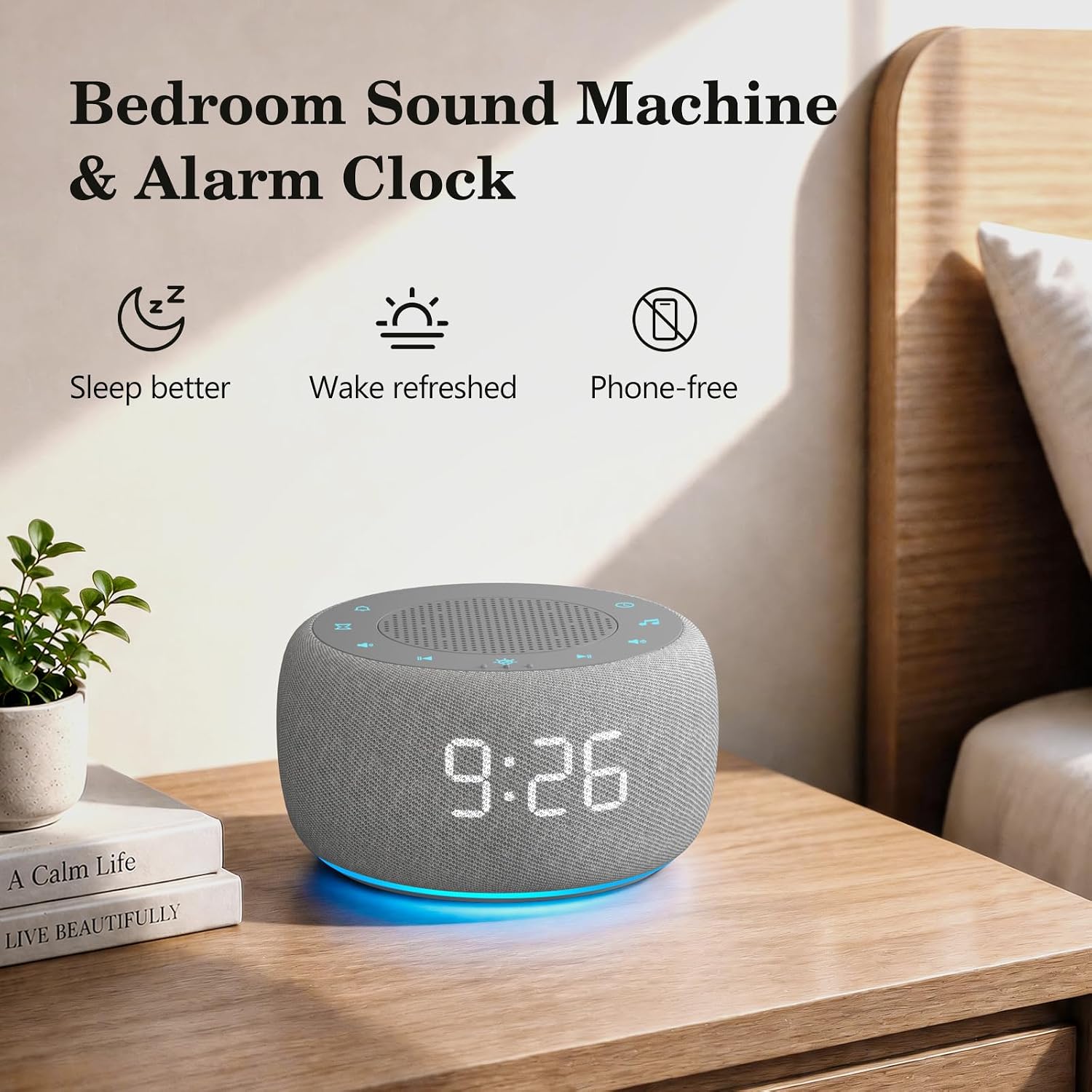 Detalle 2 de BUFFBEE Alarm Clock with Sound Machine: A calm, sleep-friendly bedside companion
