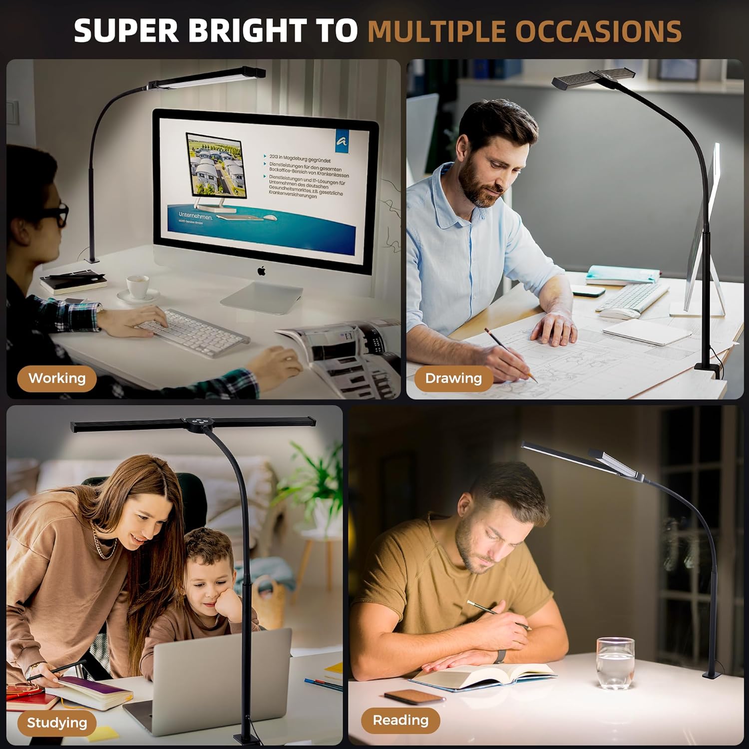 Thumbnail 5 de Desk Lamp with Clamp Double Head 25 Modes