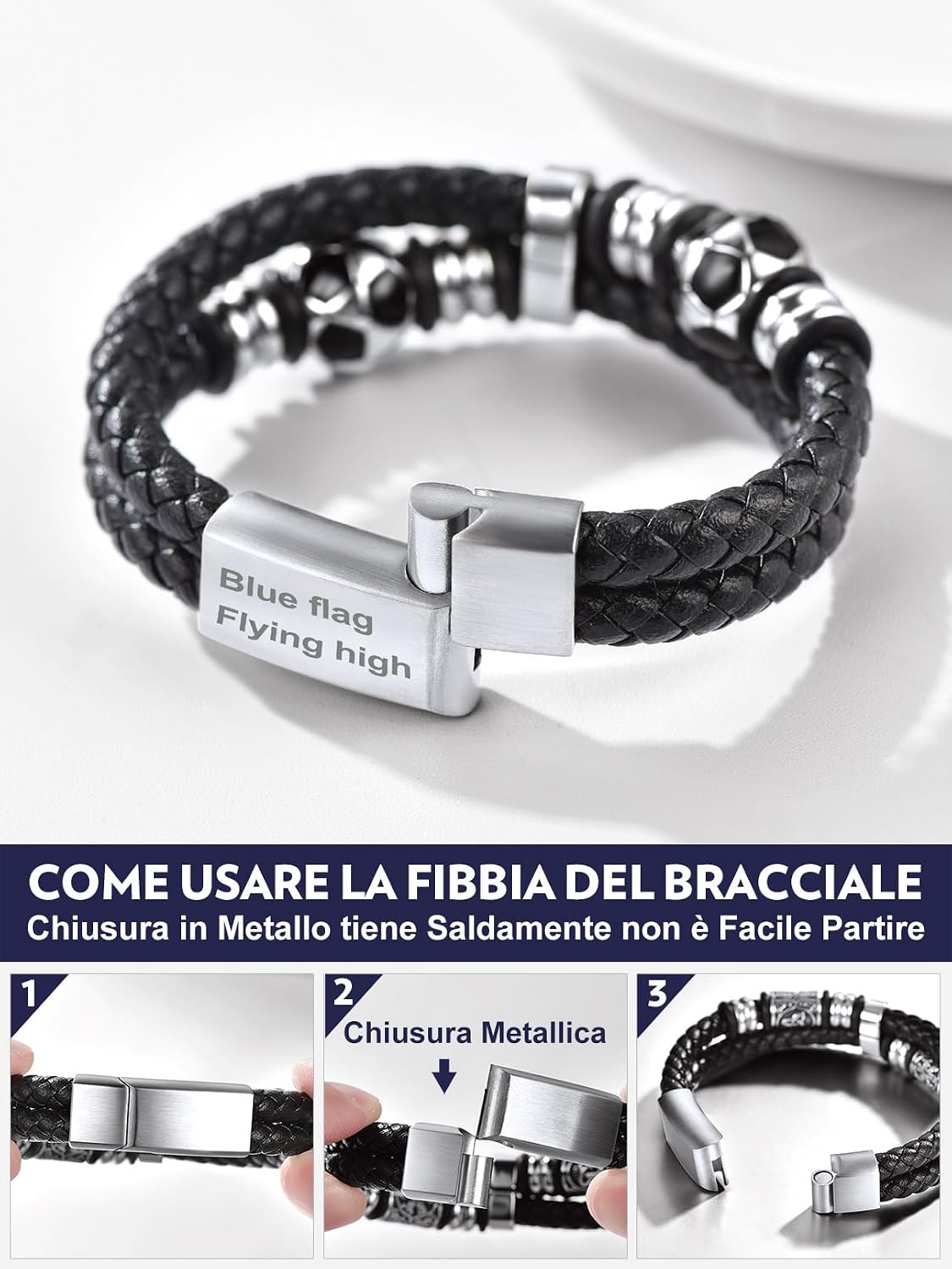 Thumbnail 4 de Bandmax Bracciale Uomo Pelle Cuoio 19 cm