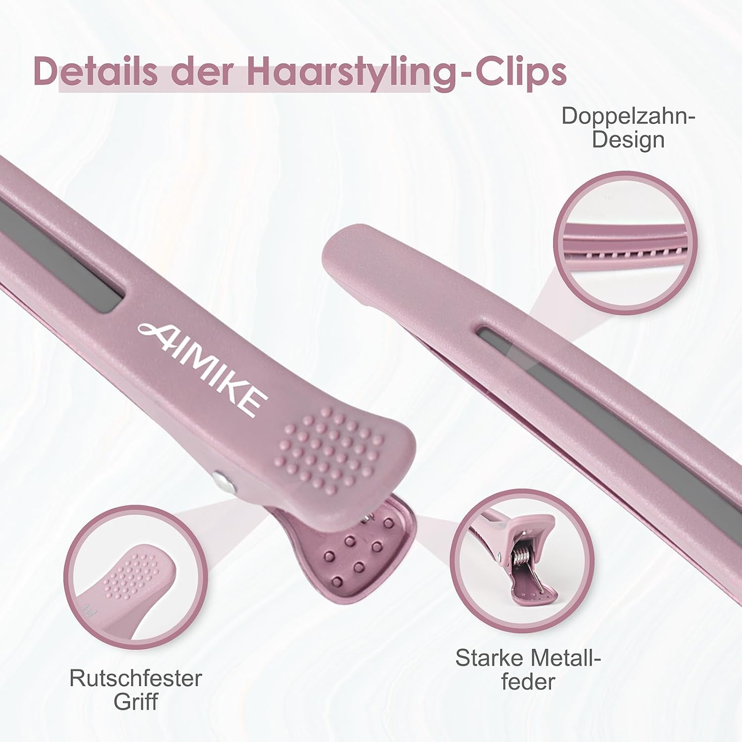 Detalle 2 de AIMIKE 12 Haarklammern Morandi – hochwertige Haarklämmer für präzises Styling