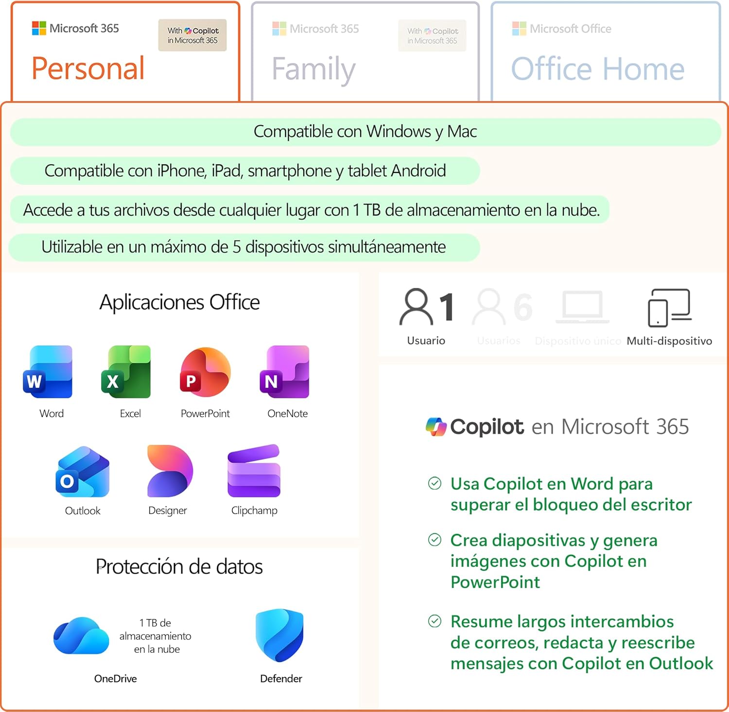 Detalle 2 de Microsoft 365 Personal 1 TB para 1 persona