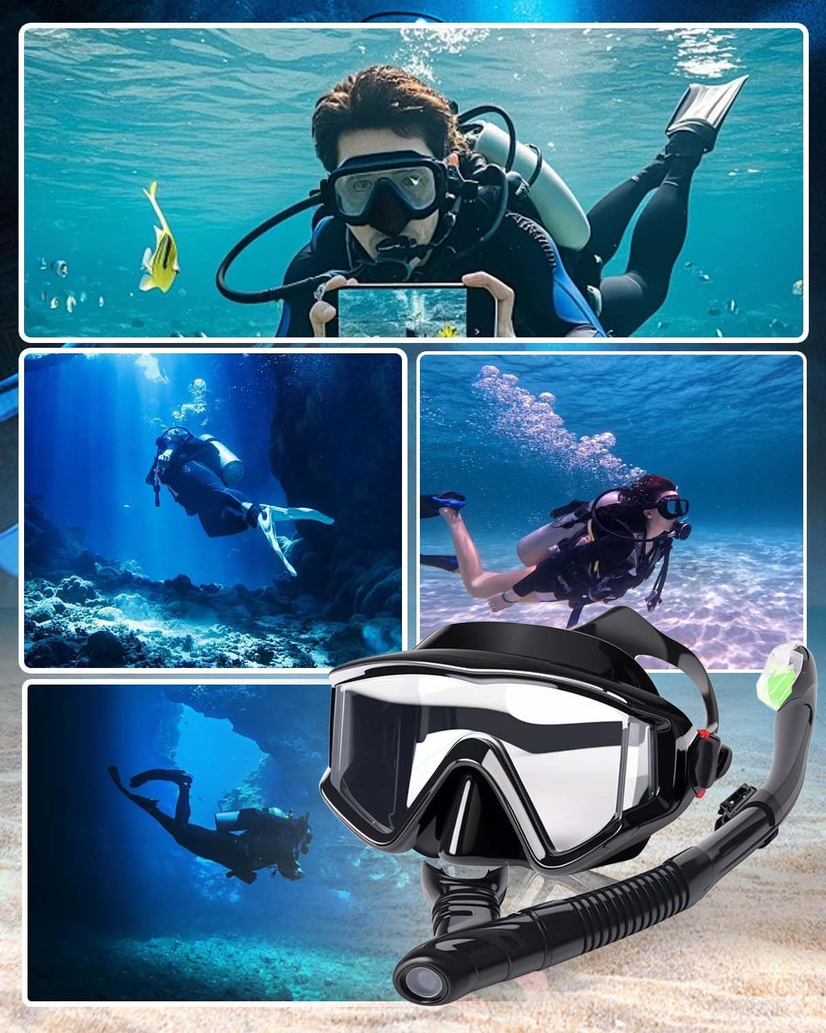 Thumbnail 6 de Lorrtta Snorkel Set for Adults: 180° Panoramic Mask with Dry Top Snorkel