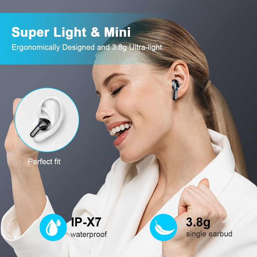 Thumbnail 4 de Ordtop Bluetooth In-Ear Kopfhörer (Bluetooth 5.3, 4-Mikrofon, CVC 8.0, USB-C, IP7) – kabellos mit bis zu 40 h