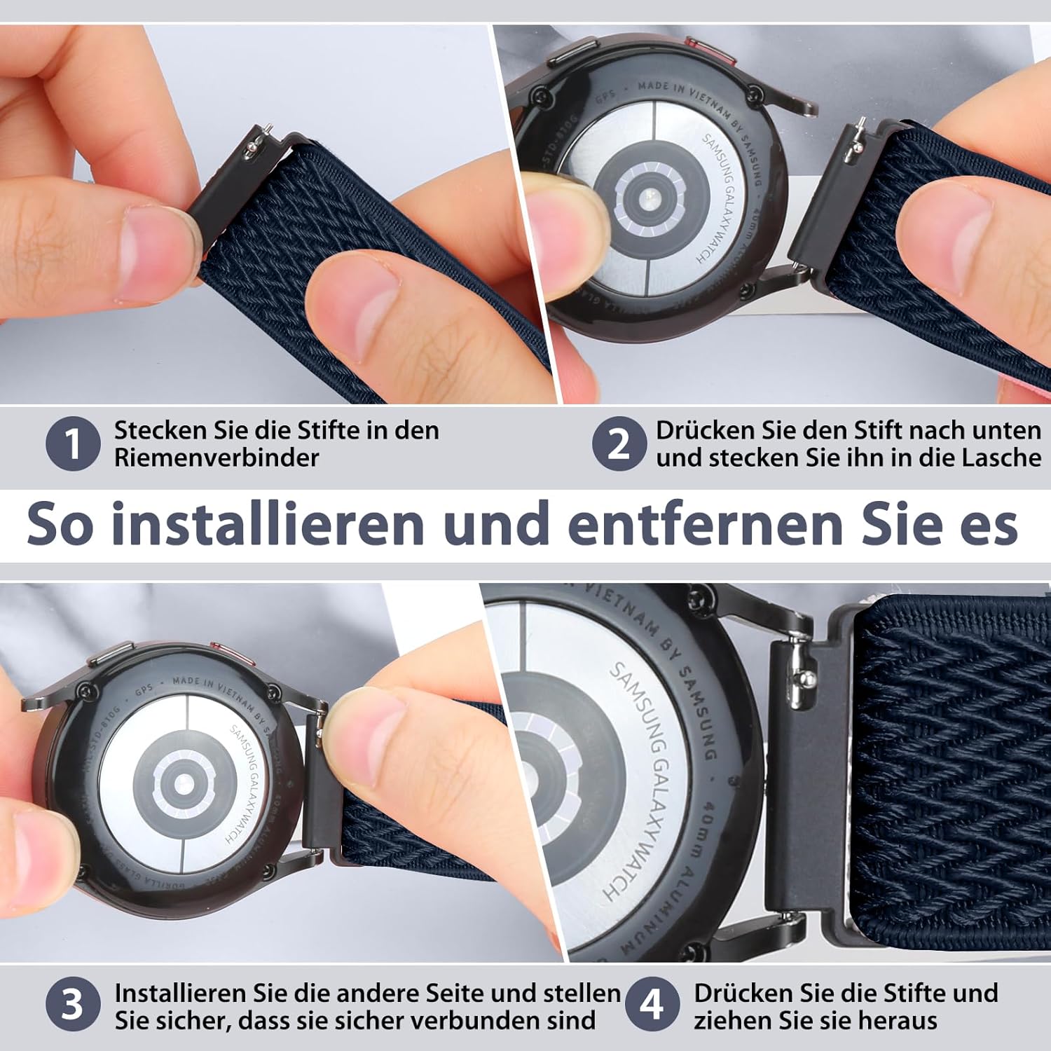 Thumbnail 3 de TumpCez Elastische Uhrenarmbänder (Nylon) mit Schnellverschluss – 19 mm passend für viele Smartwatch-Modelle