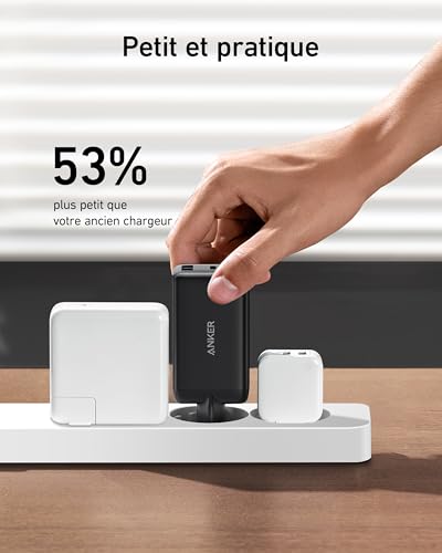 Detalle de Anker Chargeur USB C Nano II 65W, Station 3 Ports — compact et puissant
