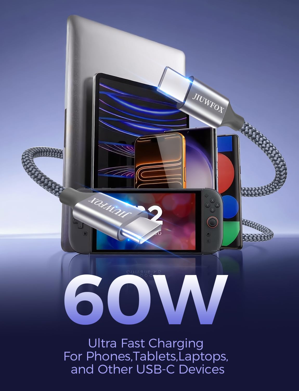 Detalle 2 de JIUWFOX USB-C Cable, 60W