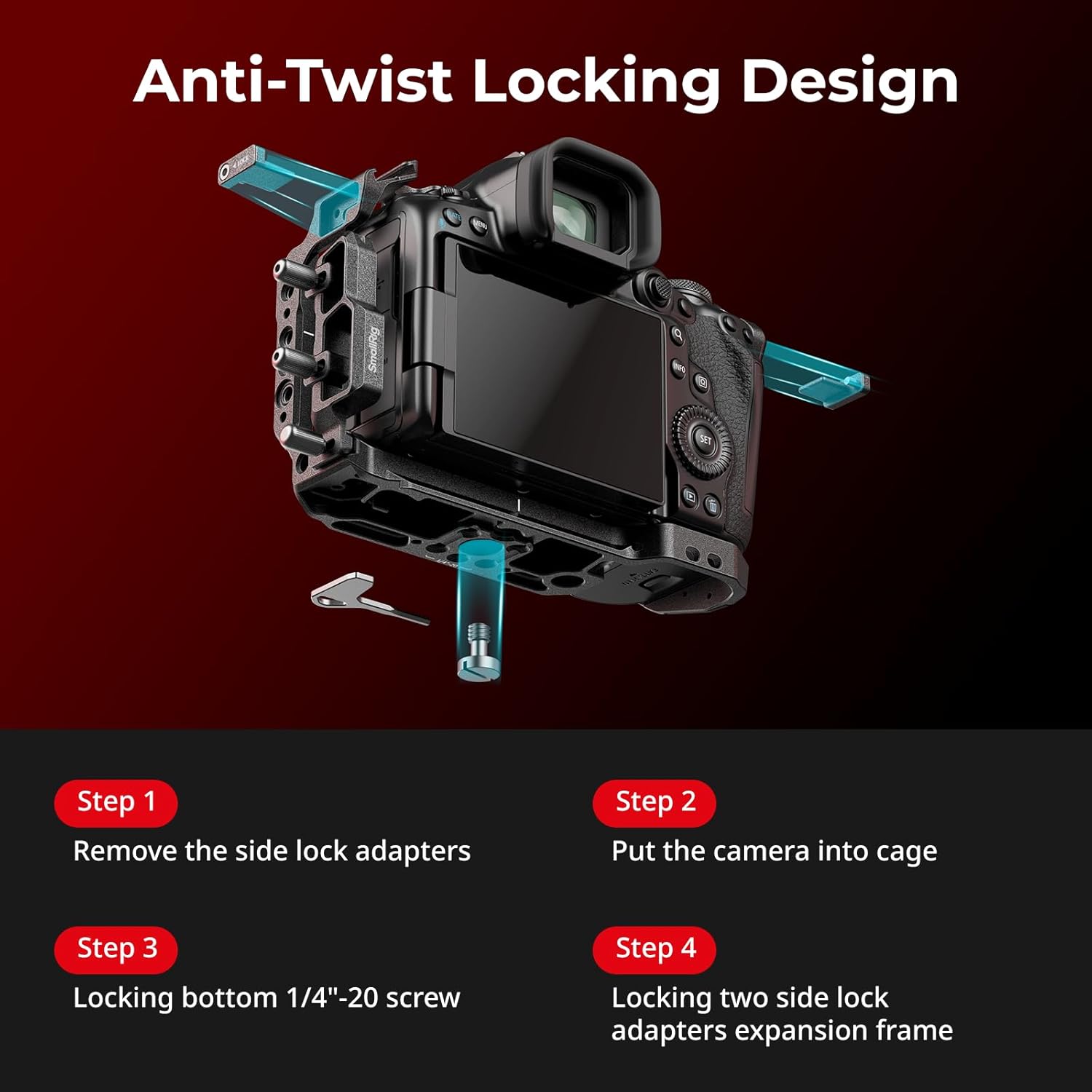 Thumbnail 2 de SmallRig „Black Mamba“ Kamerakäfig-Set 4976 für Canon EOS R5 Mark II (mit Griff oben, HawkLock-Kaltschuh)