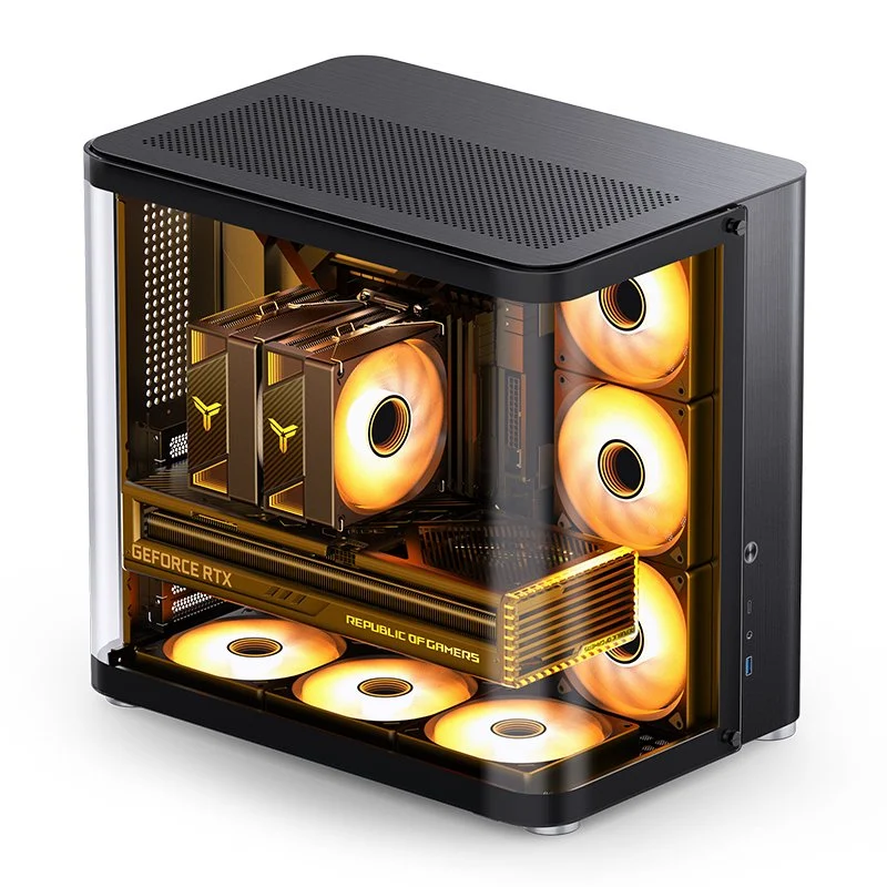 Detalle de Torre PC Jonsbo TK-2 2.0 negra ATX/ITX/Mini-ATX con vidrio templado