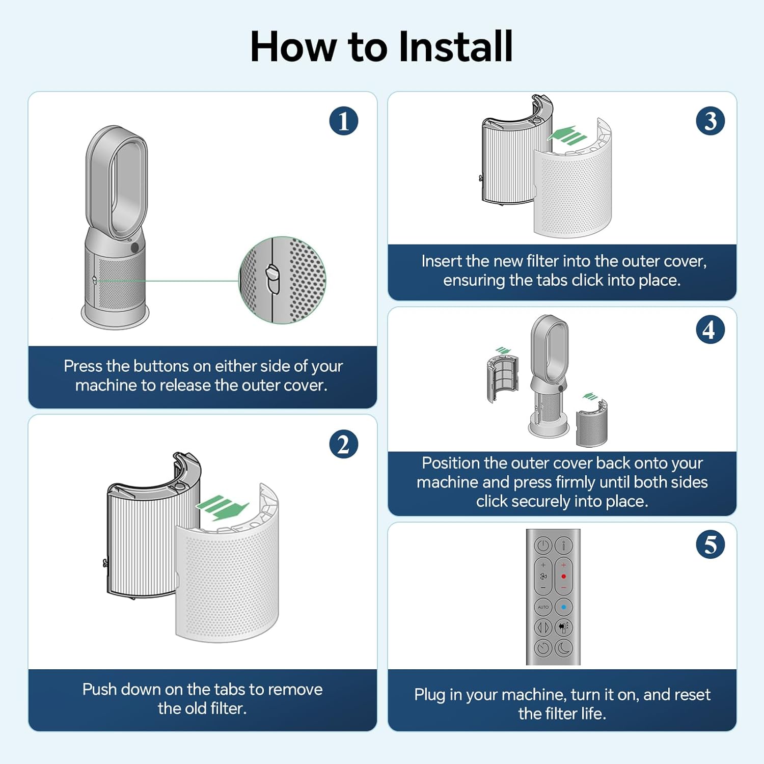 Detalle 1 de 2 Pack 2-in-1 Air Purifier Filter Replacement for Dyson Pure Cool (H13 True HEPA & Activated Carbon) for DP04, HP04 & more