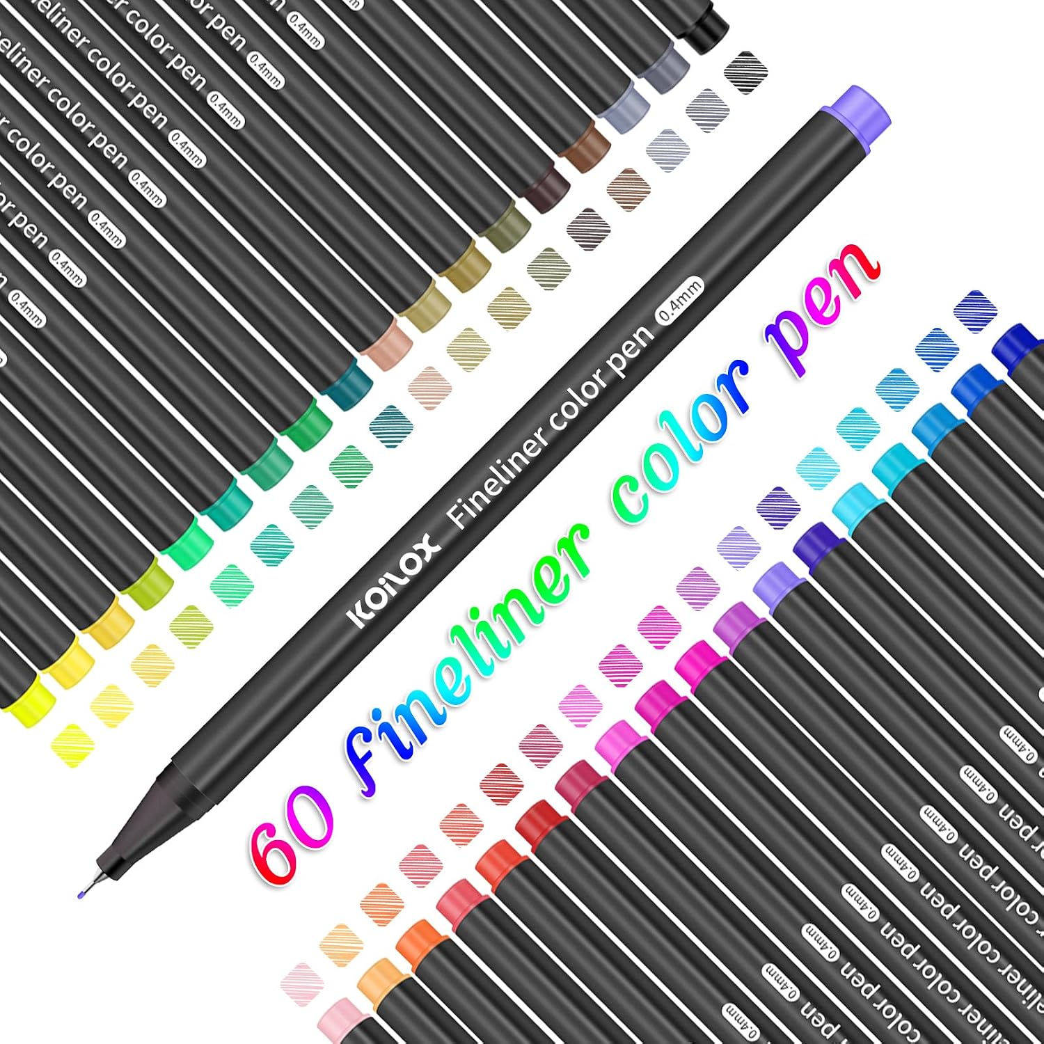 Detalle 2 de Koilox PET-C-36 fineliners, 0,4 mm punt, 36 kleuren, set van 60