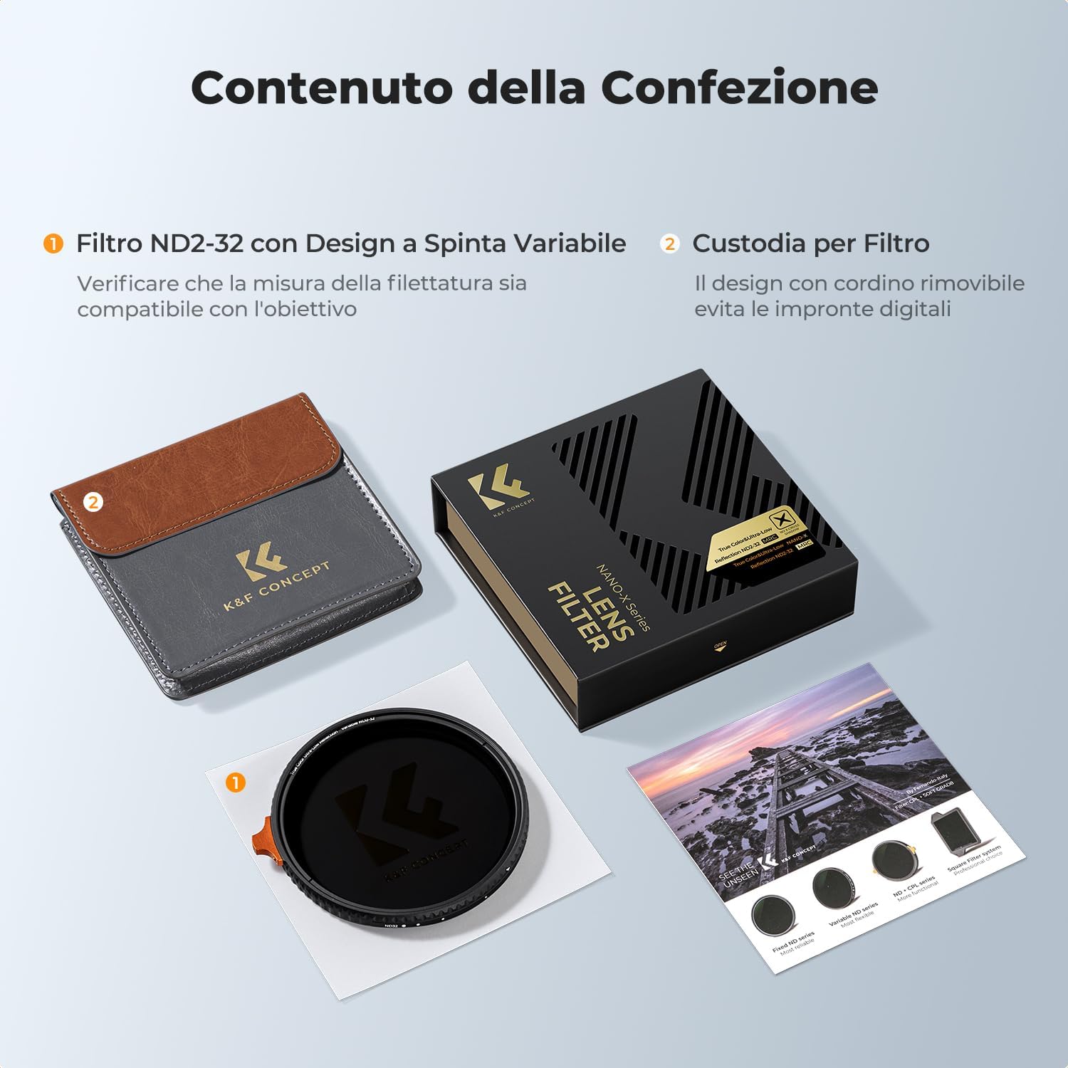 Thumbnail 6 de K&F CONCEPT Nano-Xcel 67mm ND2-32 variabile True Color & bassissima riflettività (1–5 stop)