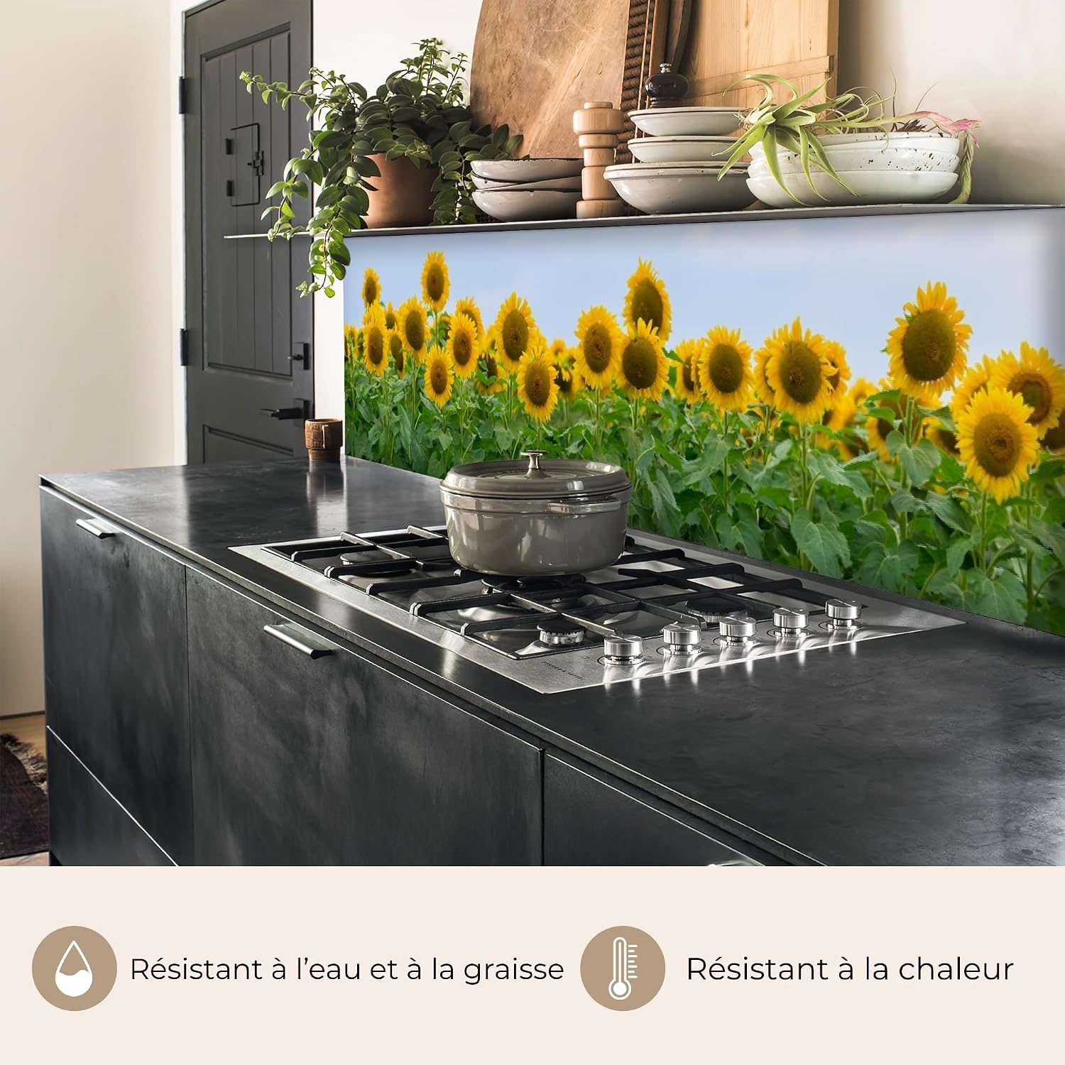 Thumbnail 6 de KitchenYeah zelfklevende spatwand 60 x 350 cm, hard plastic met zonnebloemen