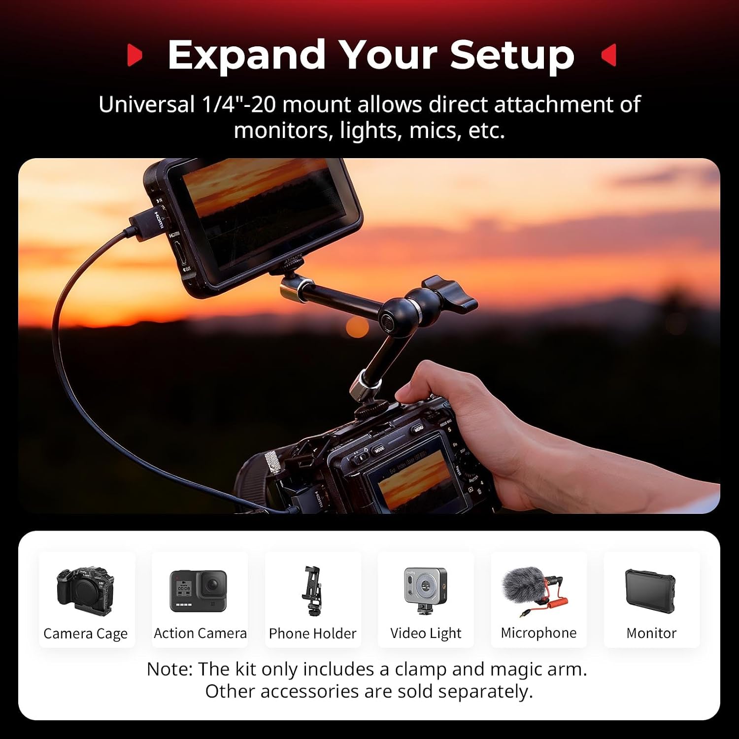 Thumbnail 3 de SMALLRIG 5605 Magic Arm with Super Clamp 1/4
