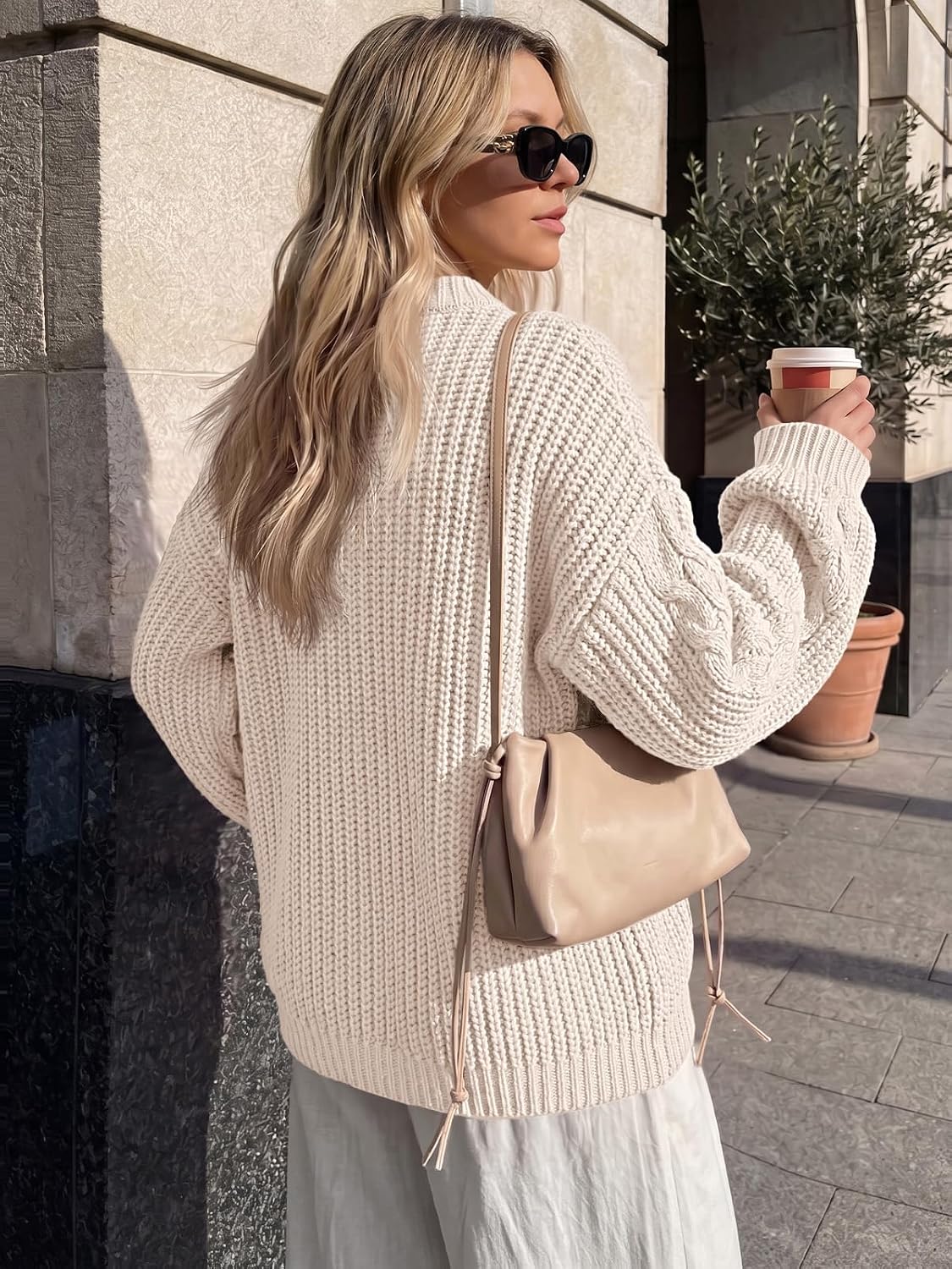 Thumbnail 3 de Trendy Queen Cable Knit Sweater Cotton Blend