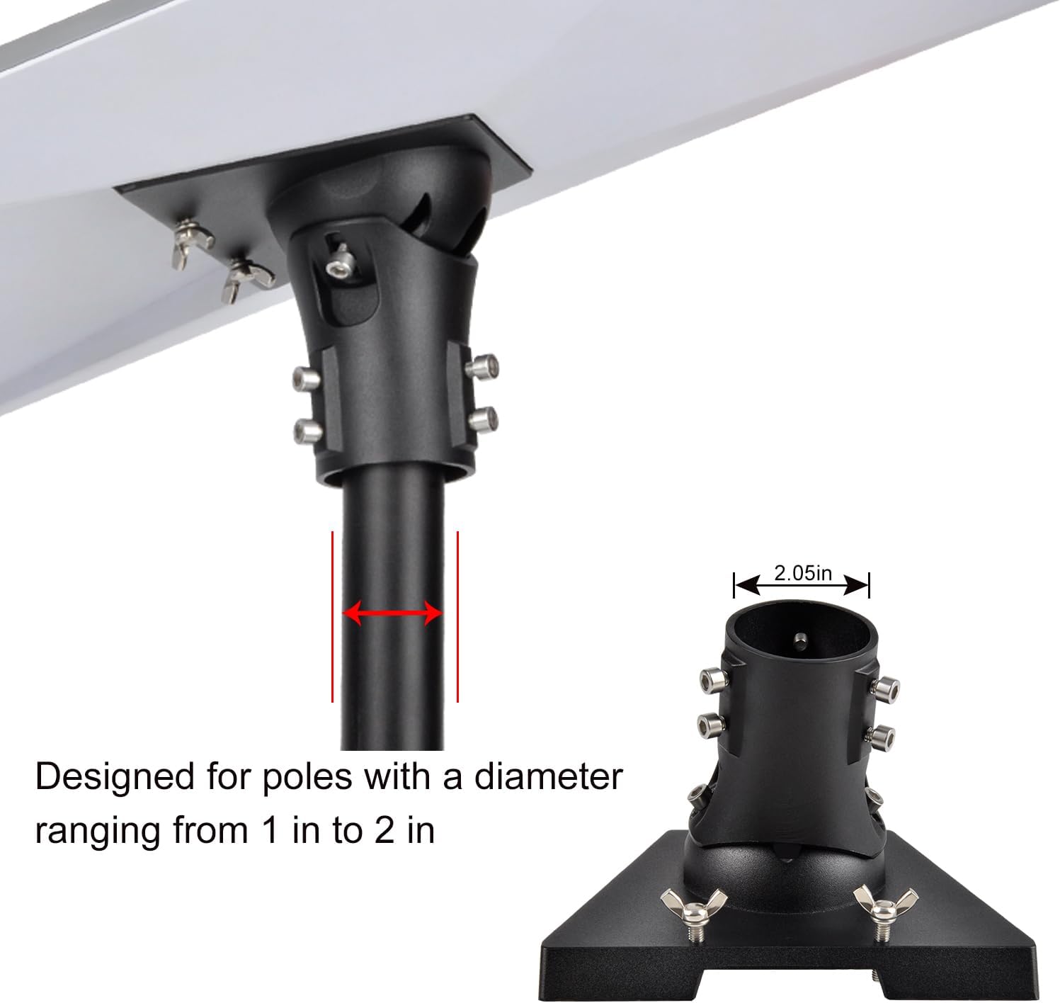 Detalle de PowGrow Pipe Adapter for Starlink Gen 3/Standard 4/4X – Adjustable Pole Mount