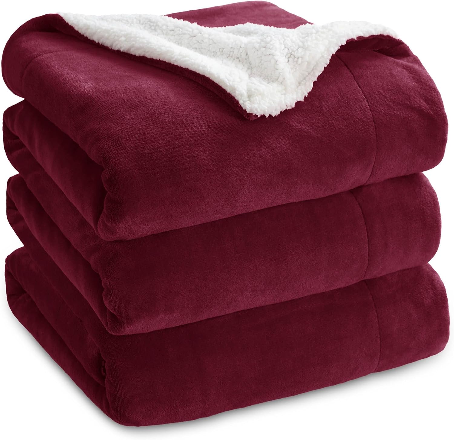 Detalle de Bedsure GentleSoft Sherpa Fleece Blanket, King Size, Reversible Burgundy