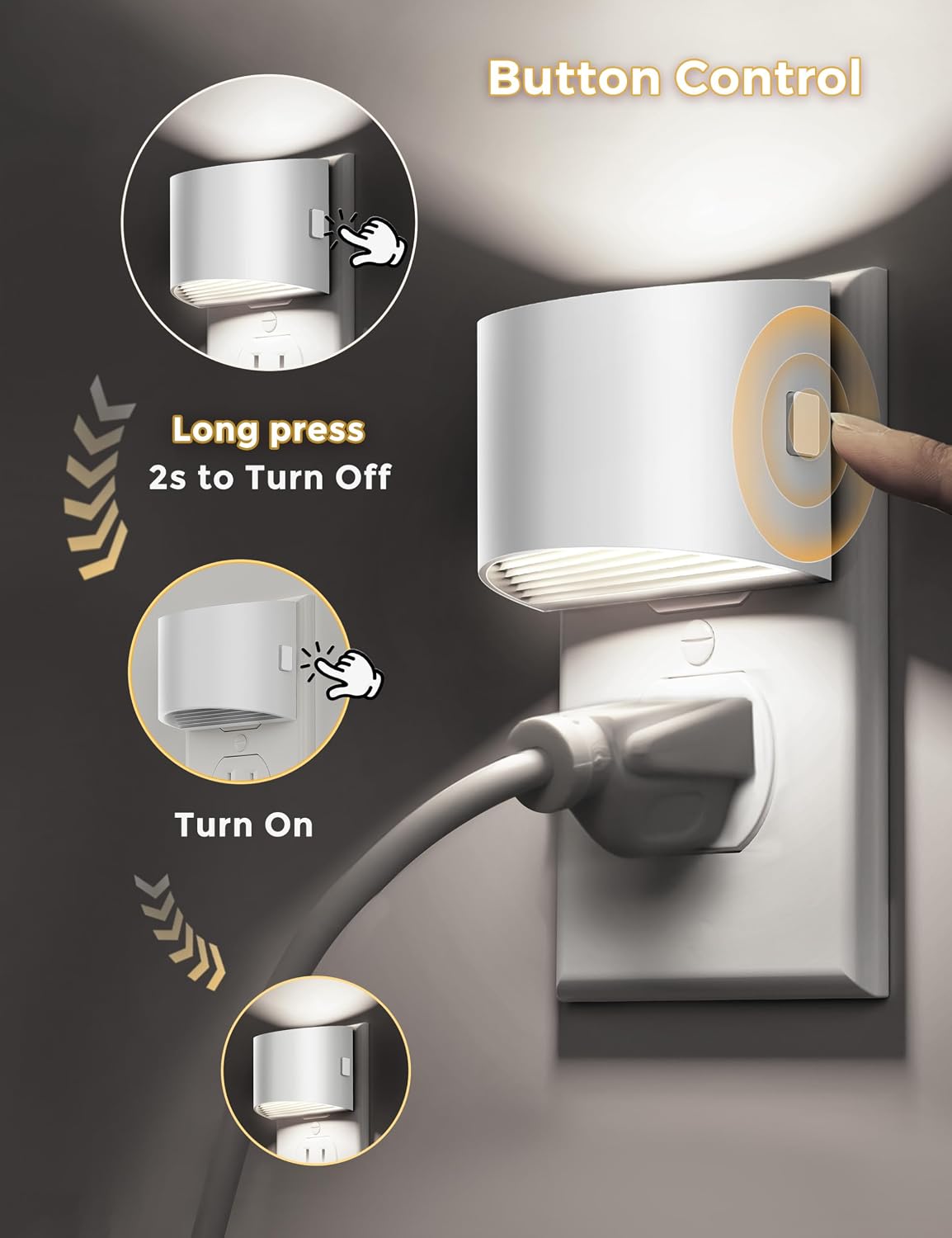 Detalle de L LOHAS LED Plug-In Night Lights, 2-Pack with 3-Level Dimming