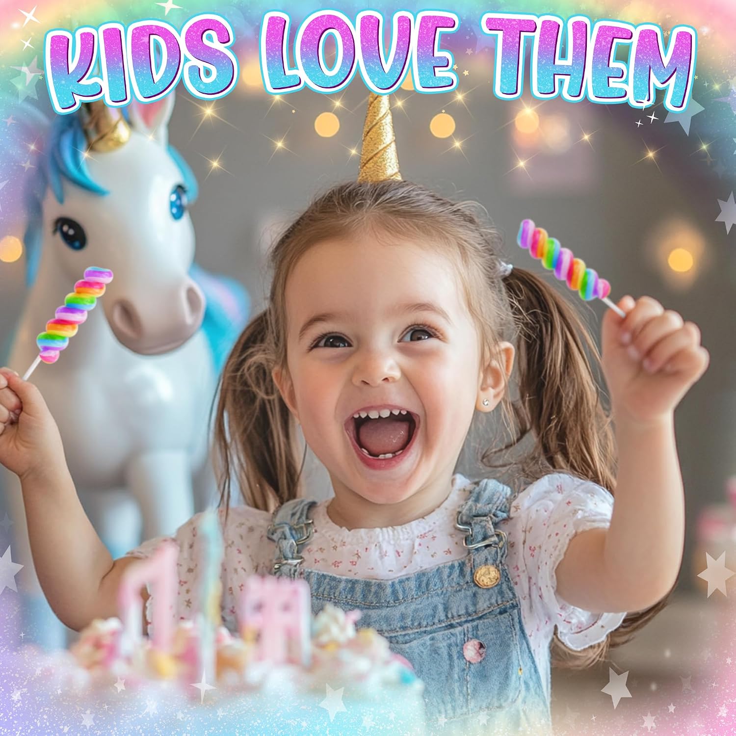 Thumbnail 6 de Primary Colors Candy SWIRL-R-001 Unicorn Lollipops, Individually Wrapped 20-Pack