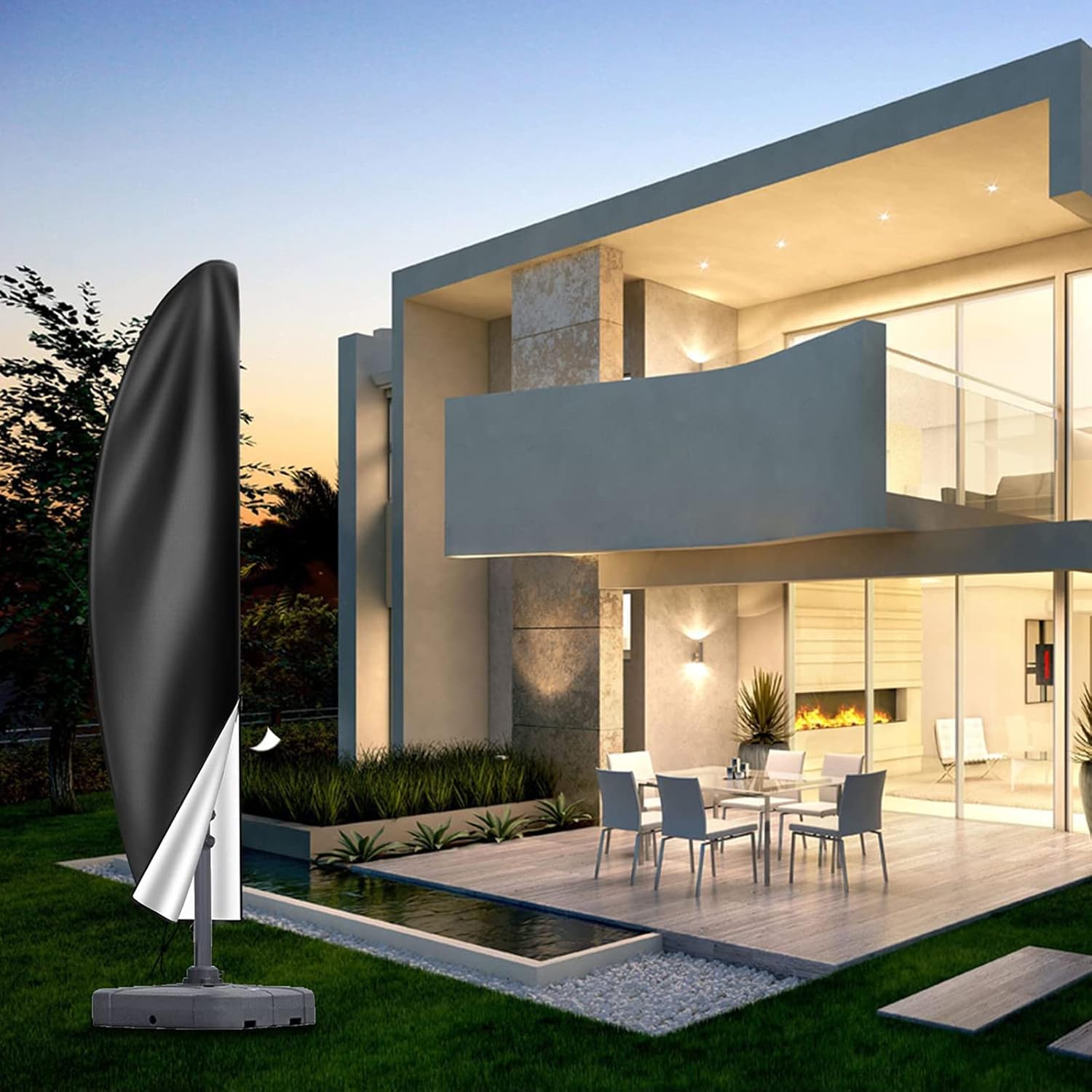 Thumbnail 1 de Waterproof Cantilever Parasol Cover (600D Oxford, UV resistant, zip) for offset umbrellas up to 3m