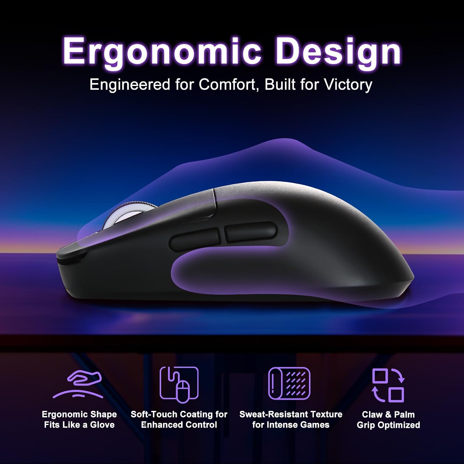 Thumbnail 5 de MIKIBY R1 SE+ Gaming Mouse — 18000 DPI, PAW3395 SE Sensor, 55g, Tri-Mode USB-C/2.4G/BT5.0, Programmable Ergonomic