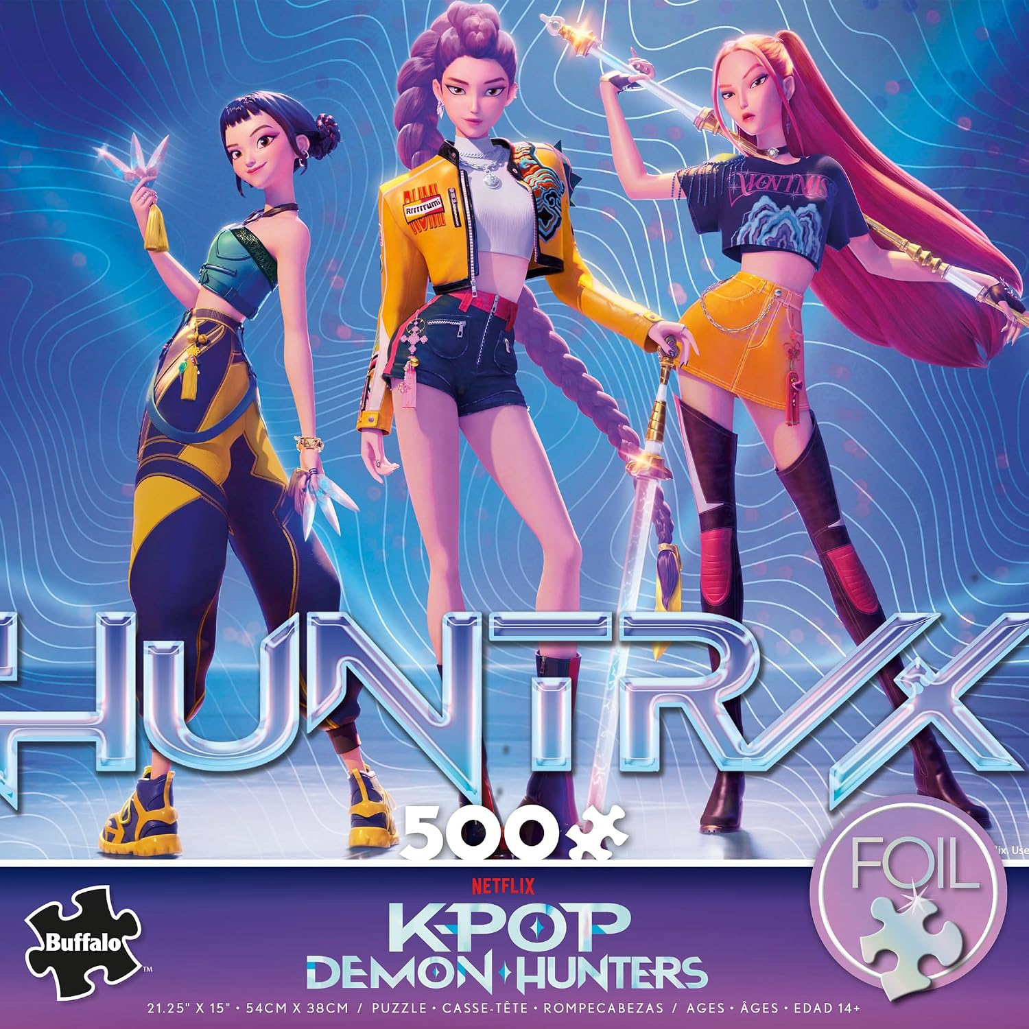 Detalle de Buffalo Games “for The Fans” 500-Piece K-pop Demon Hunters Foil Jigsaw Puzzle