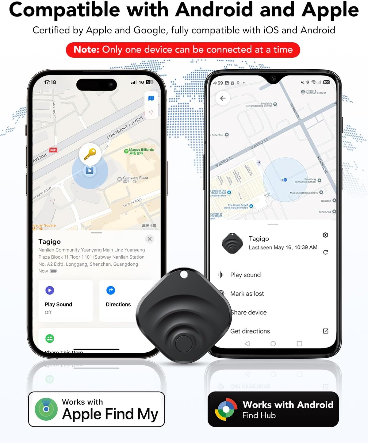 Thumbnail 1 de TIMU Smart Tracker Tag 4 Pack (Bluetooth 5.4) for iOS & Android, works with Find My apps, IP67, 2 years, Black