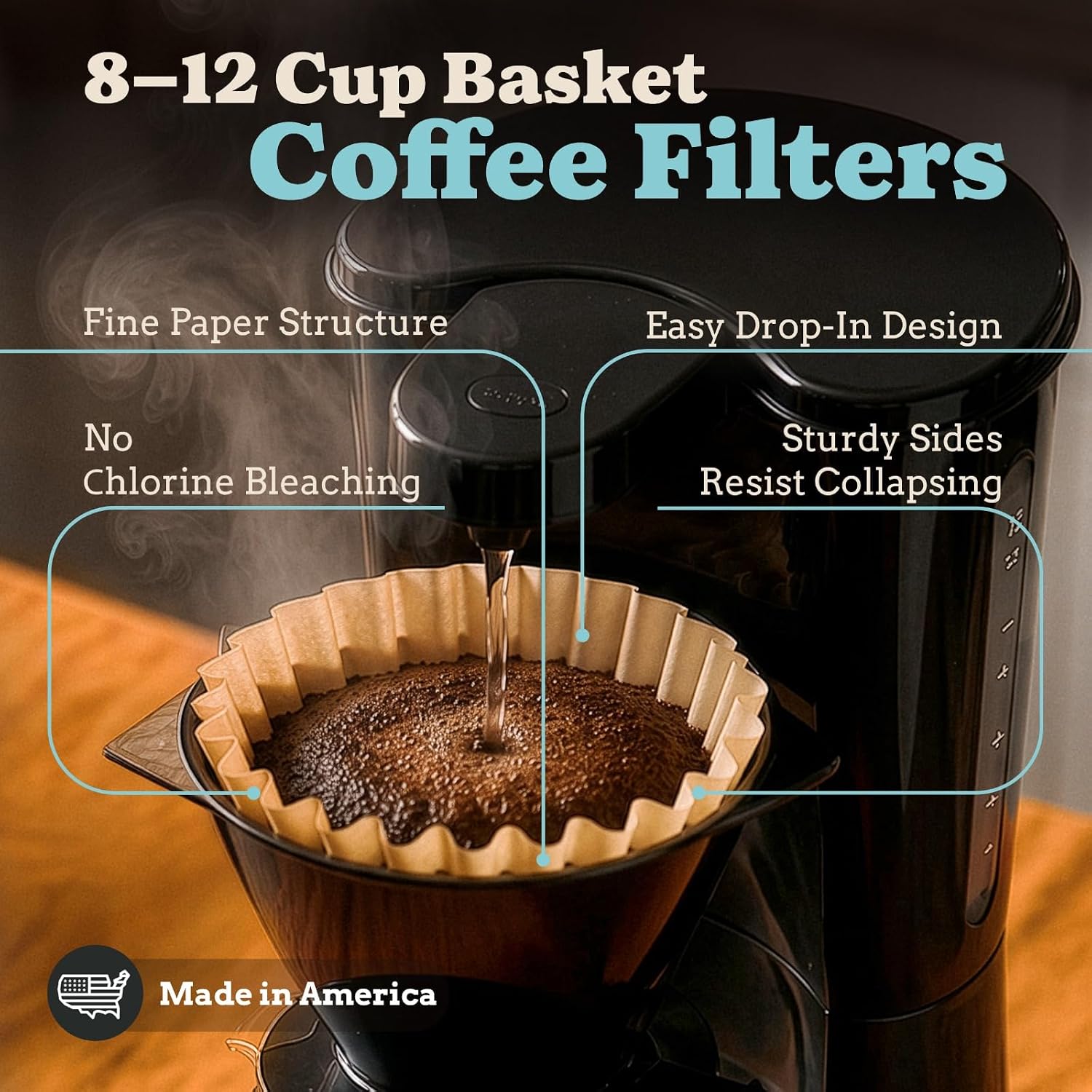 Thumbnail 4 de 8-12 Cup Basket Coffee Filters (Natural Unbleached, 200) by Rupert and Jeoffrey's Trading Co.