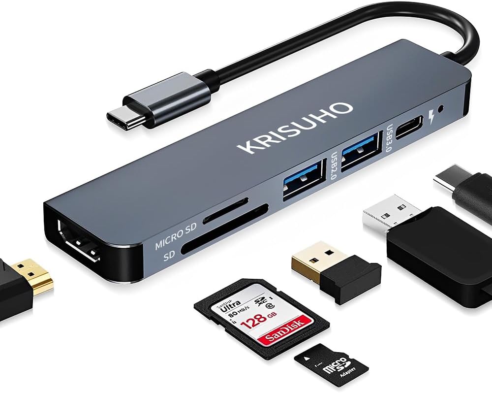 Detalle de KRISUHO 6 in 1 USB C Hub with 60W PD