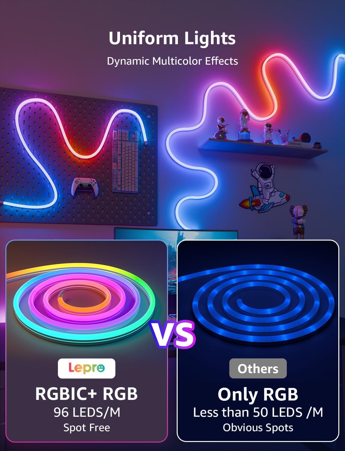 Thumbnail 1 de Lepro N1-6-US RGBIC Neon LED Strip, 20 ft, AI Design, IP65