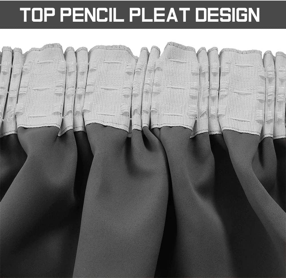 Detalle de Aspire Homeware Grey Blackout Curtains (Pencil Pleat) for Bedroom & Living Room, 46 x 54 inch pair