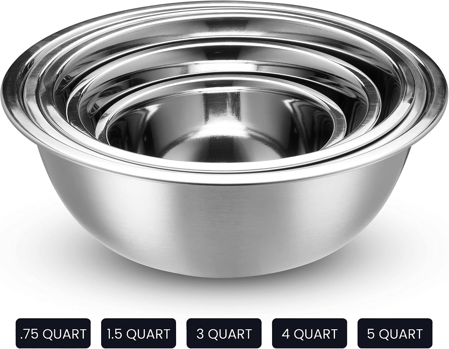 Detalle de WHYSKO 10-Piece Stainless Steel Mixing Bowl Set with Lids