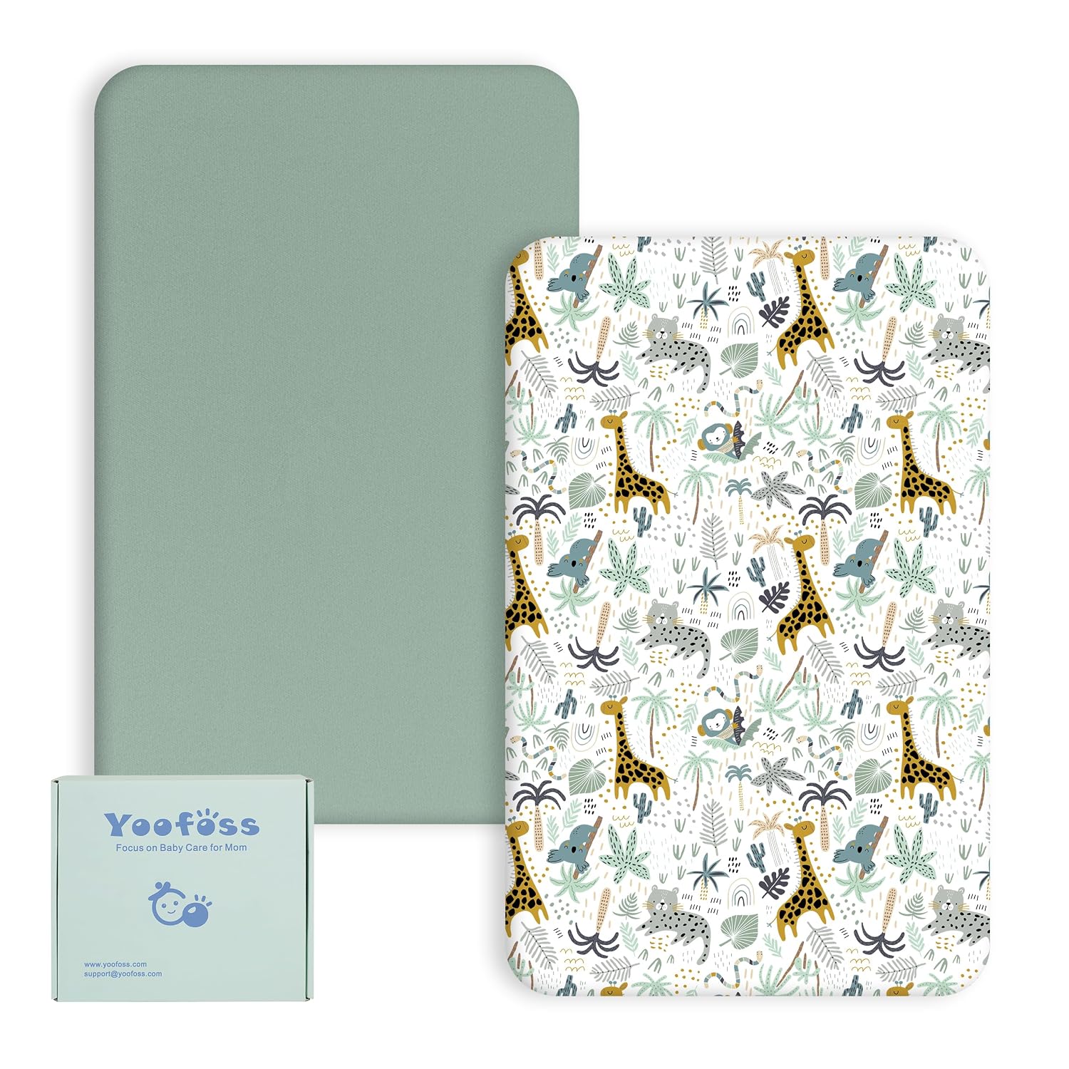 Detalle de Yoofoss 2er Pack Baby Spannbettlaken – Mikrofaser, atmungsaktiv, Passform 50x89/50x90/55x90