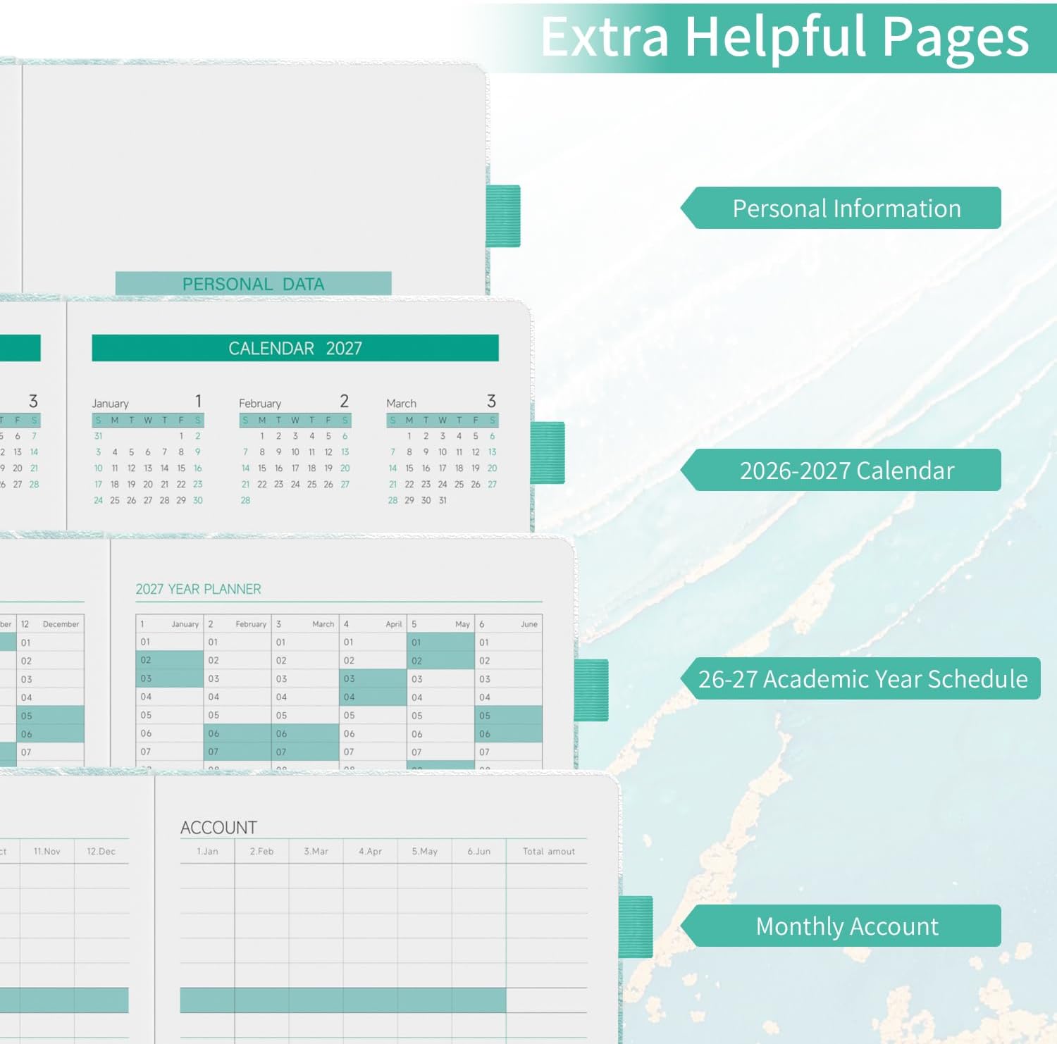 Detalle de Sailingvan Academic Diary 2026–2027: Page A Day, A5, July 2026 – June 2027