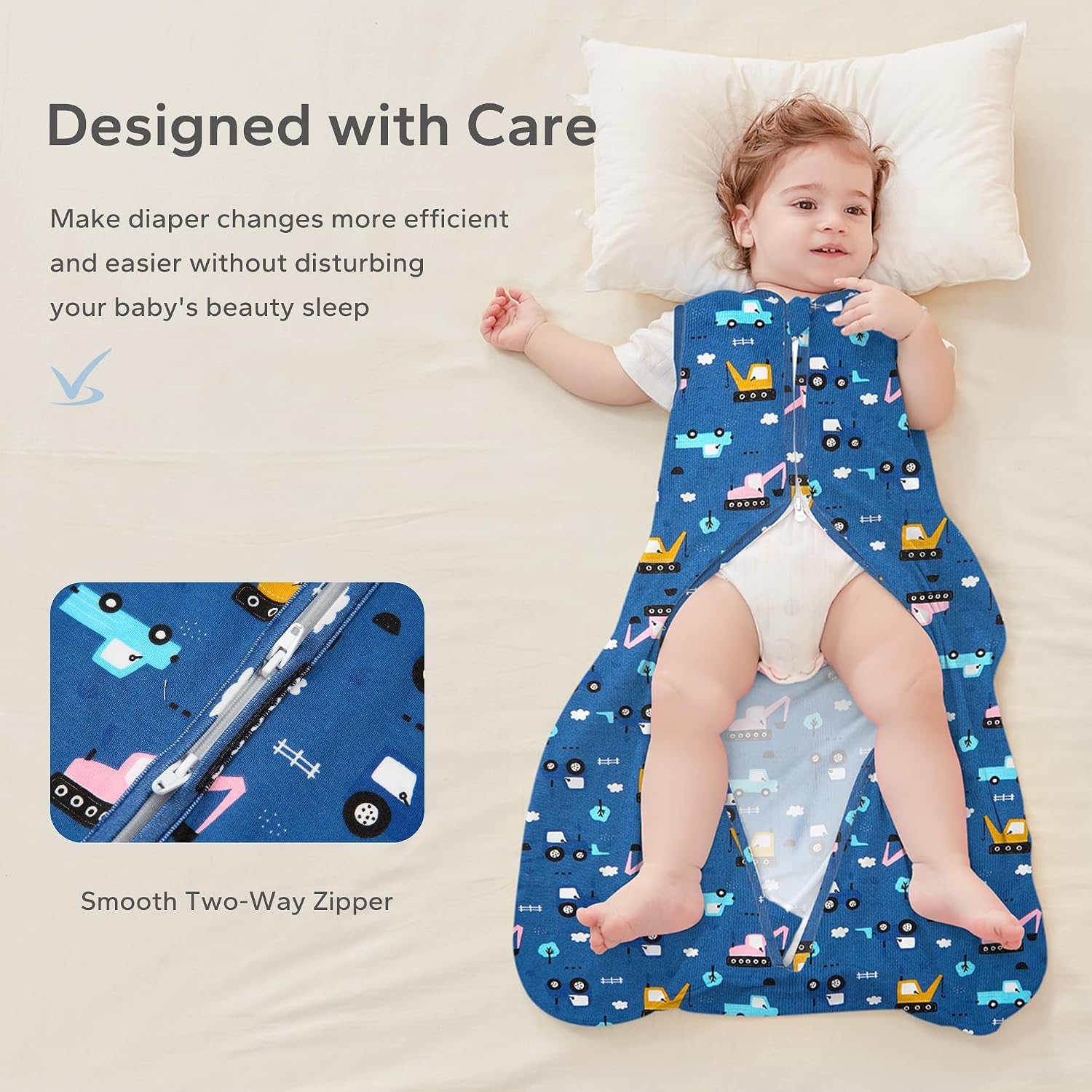Detalle de ZIGJOY 0.5 Tog Baby Sleeping Bag – 100% Cotton Summer Sleep Sack (6-12 Months)