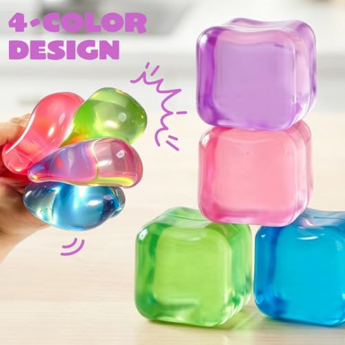 Detalle de JOYIN 4 Pack Clear Stress Cube: 2'' High Density Slow-Rising Sensory Squishy Toys