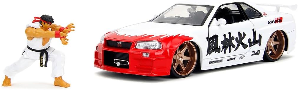 Detalle de Jada Toys Street Fighter Ryu GT-R 2002 Set