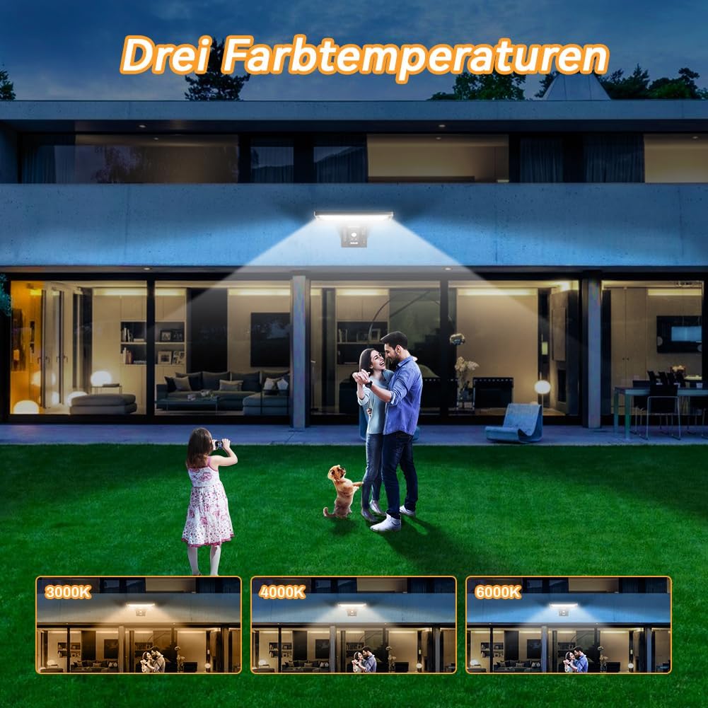 Thumbnail 3 de JESLED Solarlampen für außen mit Bewegungsmelder (2 Stück) – 104 LEDs, IP65, 3 Farbtemperaturen