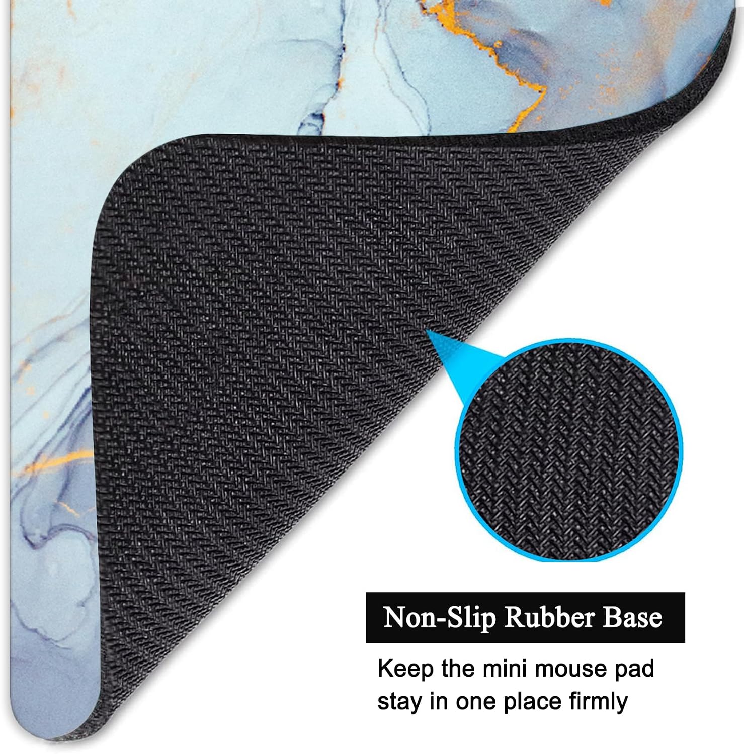 Detalle 2 de COUKASO Mini Mouse Pad, 6 x 8-Inch Marble Blue, Non-Slip Rubber Base