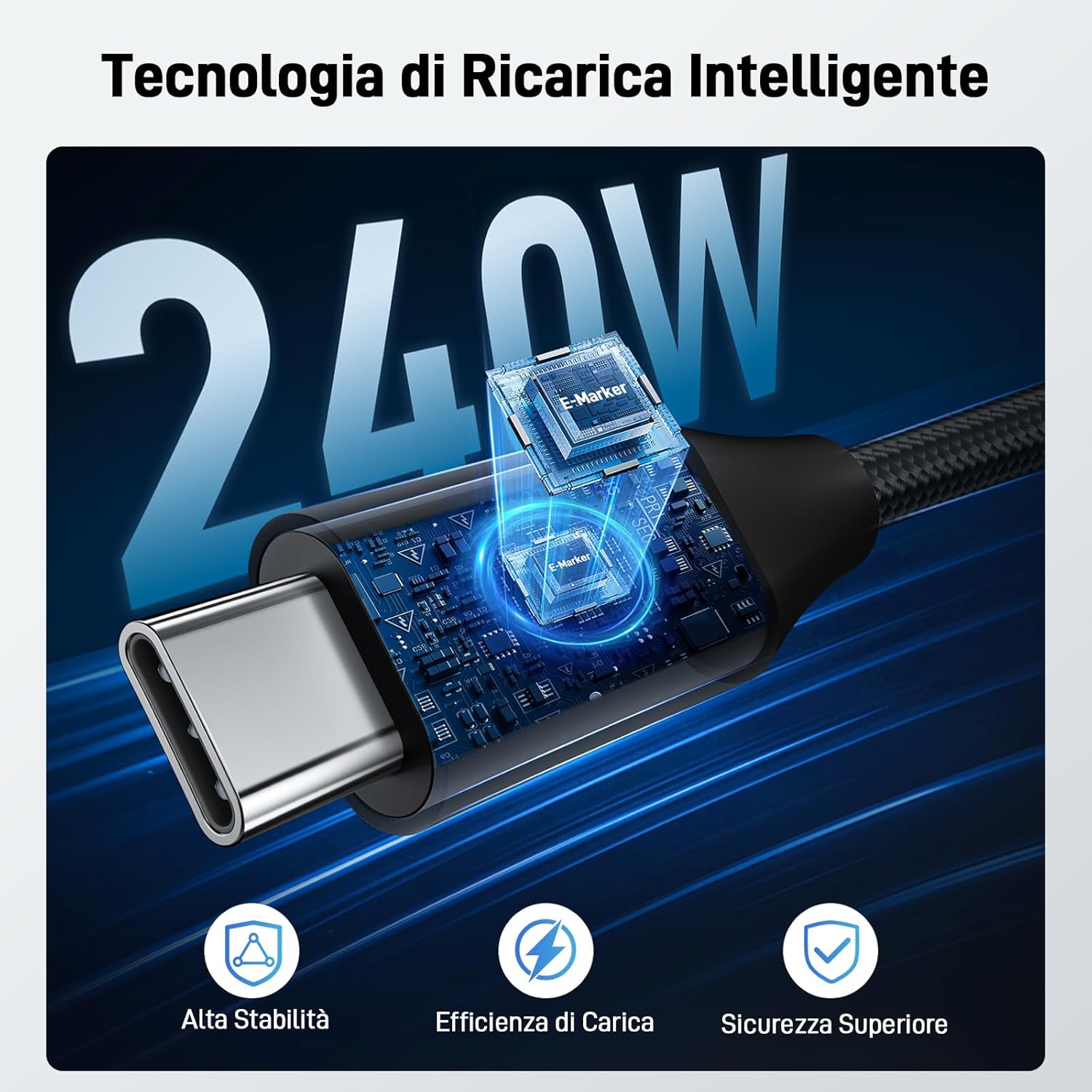 Thumbnail 5 de Acer Cavo USB-C 240W 3 m per ricarica rapida