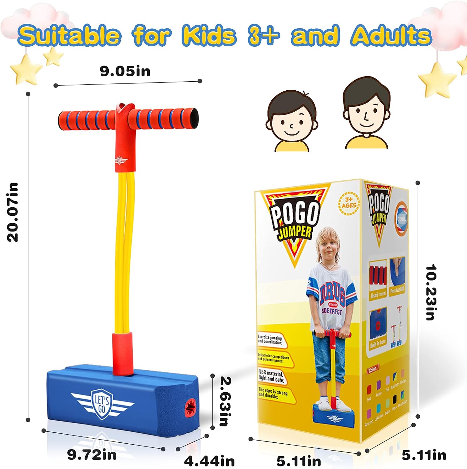 Thumbnail 4 de Toyzey foam pogo jumper stick for children aged 3–12 (blue) – birthday and outdoor gift